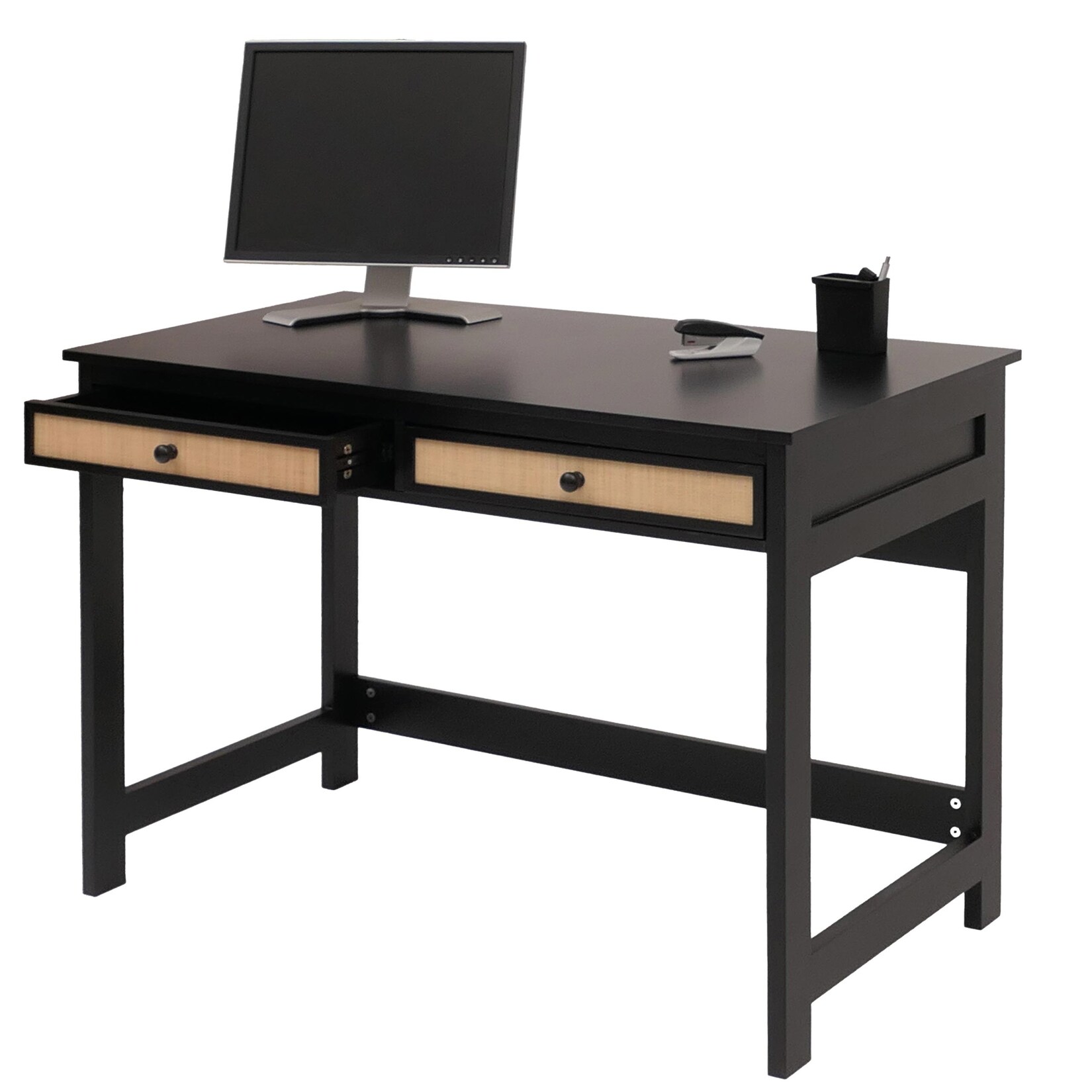 Schreibtisch MCW-O36, Bürotisch Laptoptisch Arbeitstisch, Schublade 78x110x60cm Holz ~ schwarz