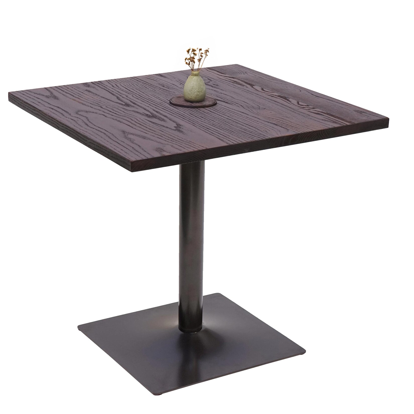Bistrotisch MCW-H10, Bartisch Thekentisch, Industrial Gastronomie Ulme Holz MVG-zertifiziert 75x80x80cm ~ dunkelbraun