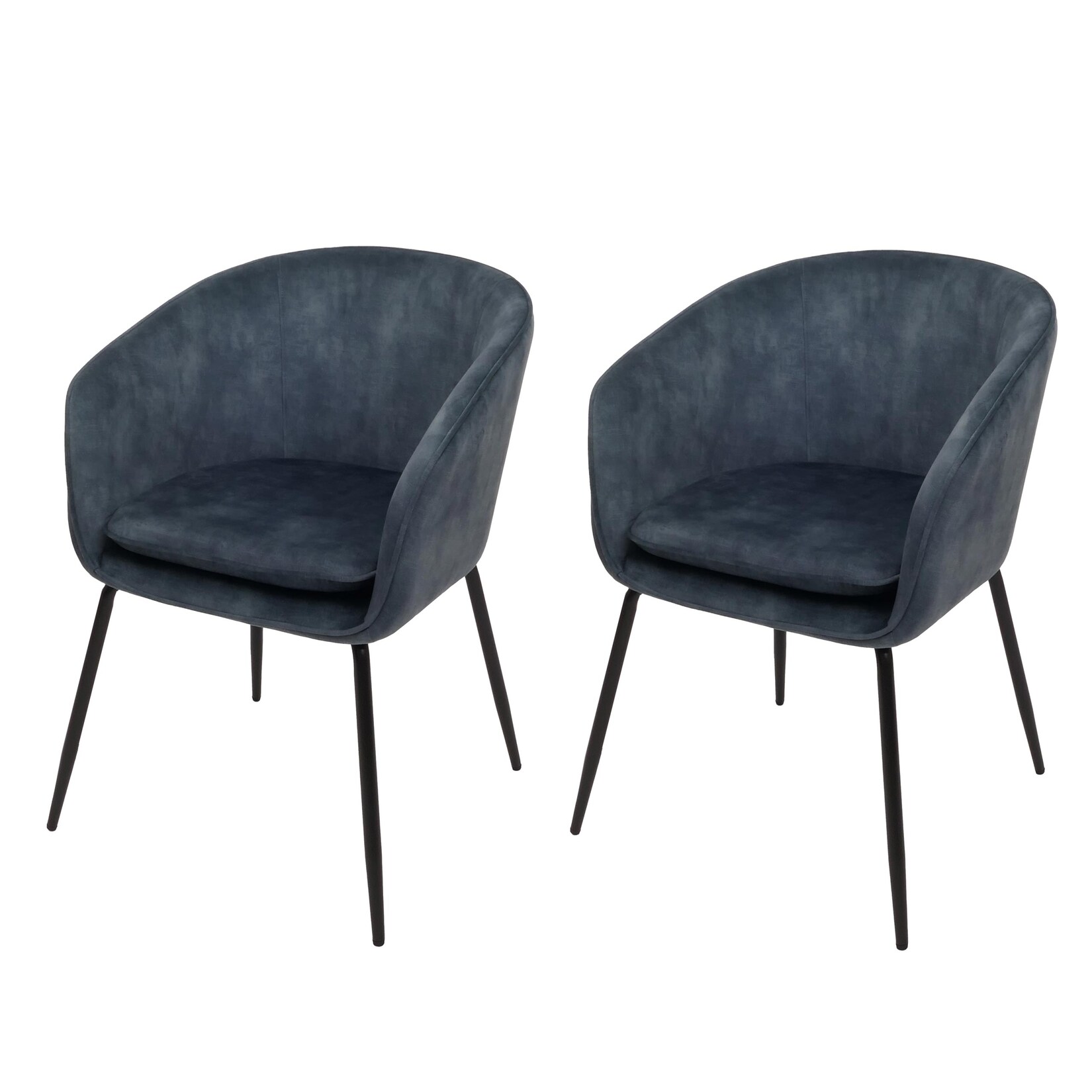 2er-Set Esszimmerstuhl MCW-O28, Küchenstuhl Polsterstuhl Stuhl, Stoff/Textil (340g/m²) Metall ~ blau