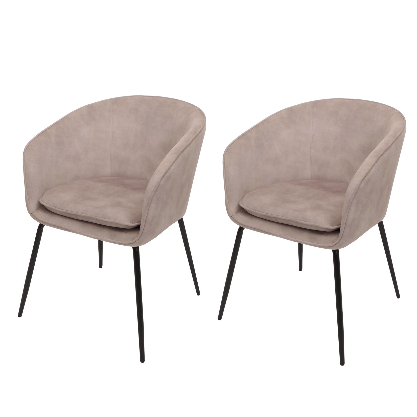 2er-Set Esszimmerstuhl MCW-O28, Küchenstuhl Polsterstuhl Stuhl, Stoff/Textil (340g/m²) Metall ~ taupe