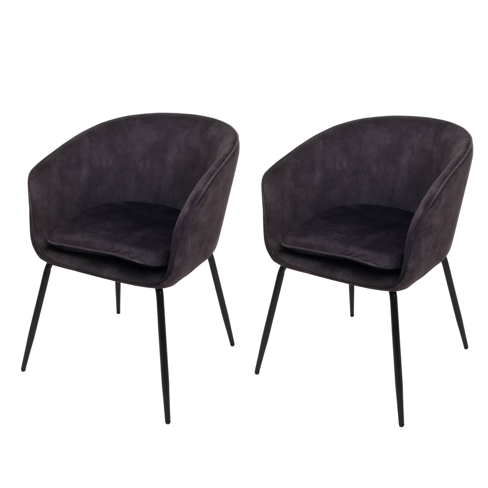 2er-Set Esszimmerstuhl MCW-O28, Küchenstuhl Polsterstuhl Stuhl, Stoff/Textil (340g/m²) Metall ~ dunkelgrau