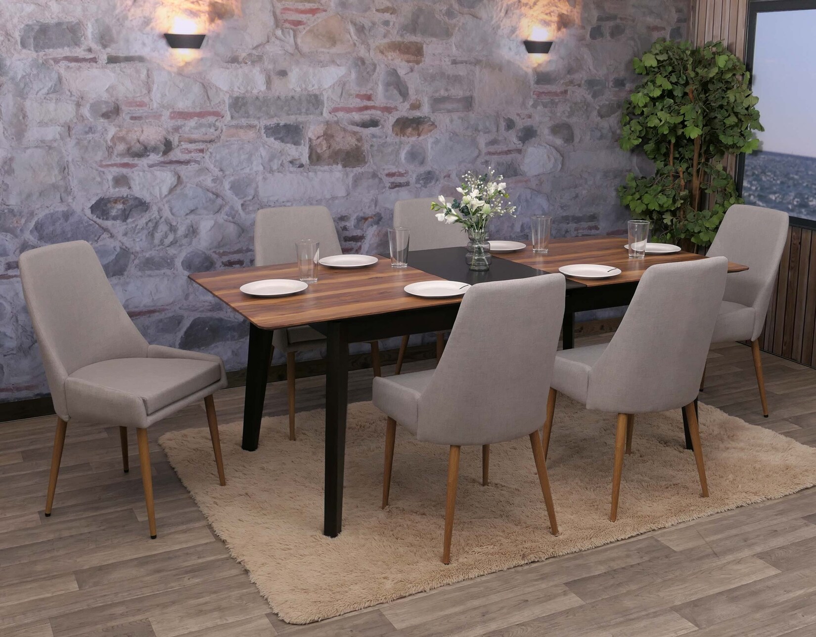 6er-set Esszimmerstuhl MCW-O27, Küchenstuhl Polsterstuhl Stuhl, Stoff/Textil (280g/m²) Metall ~ hellgrau | 04057651744124