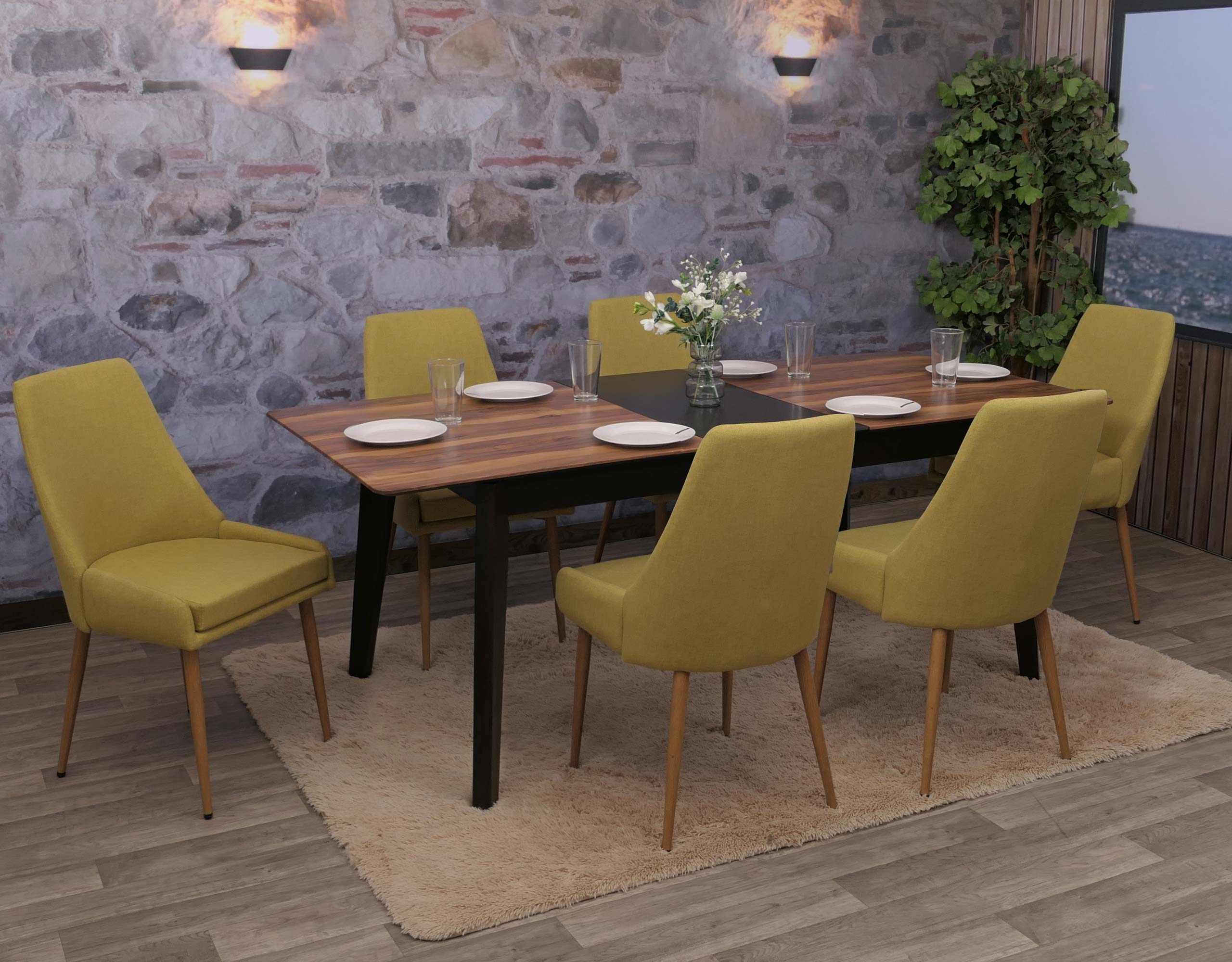 6er-set Esszimmerstuhl MCW-O27, K&uuml;chenstuhl Polsterstuhl Stuhl, Stoff/Textil (280g/m&sup2;) Metall ~ gr&uuml;n - Bild 1