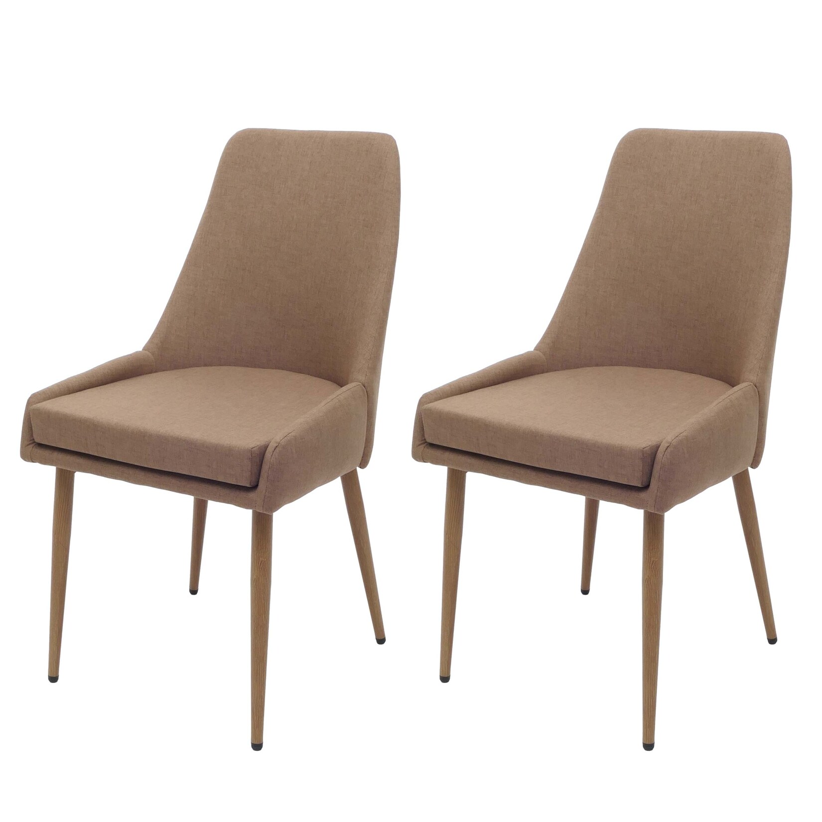 2er-Set Esszimmerstuhl MCW-O27, Küchenstuhl Polsterstuhl Stuhl, Stoff/Textil (280g/m²) Metall ~ braun