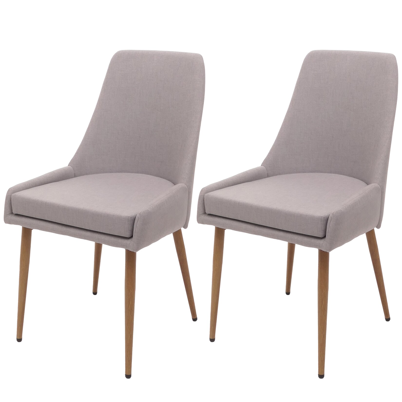 2er-Set Esszimmerstuhl MCW-O27, Küchenstuhl Polsterstuhl Stuhl, Stoff/Textil (280g/m²) Metall ~ hellgrau