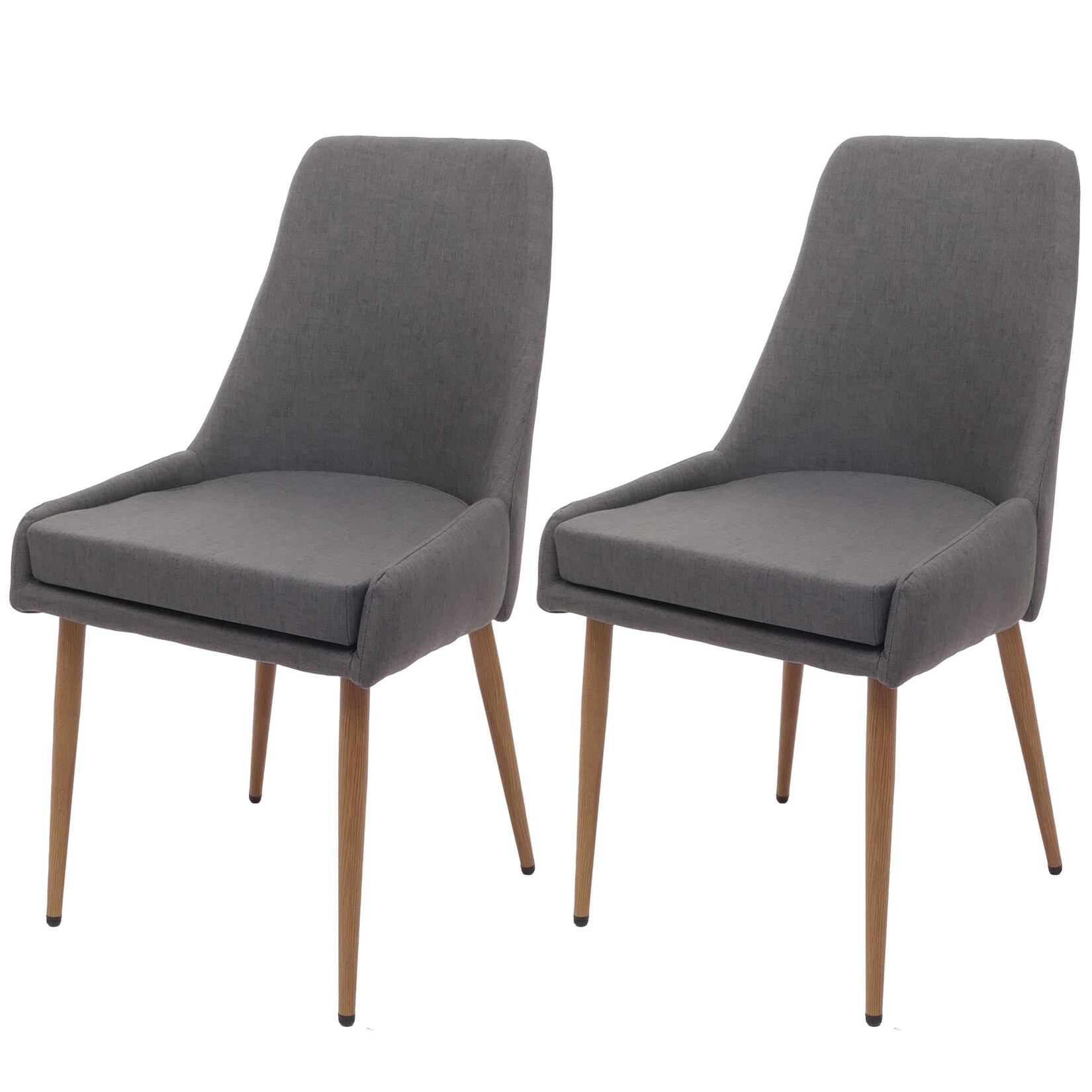 2er-Set Esszimmerstuhl MCW-O27, Küchenstuhl Polsterstuhl Stuhl, Stoff/Textil (280g/m²) Metall ~ dunkelgrau