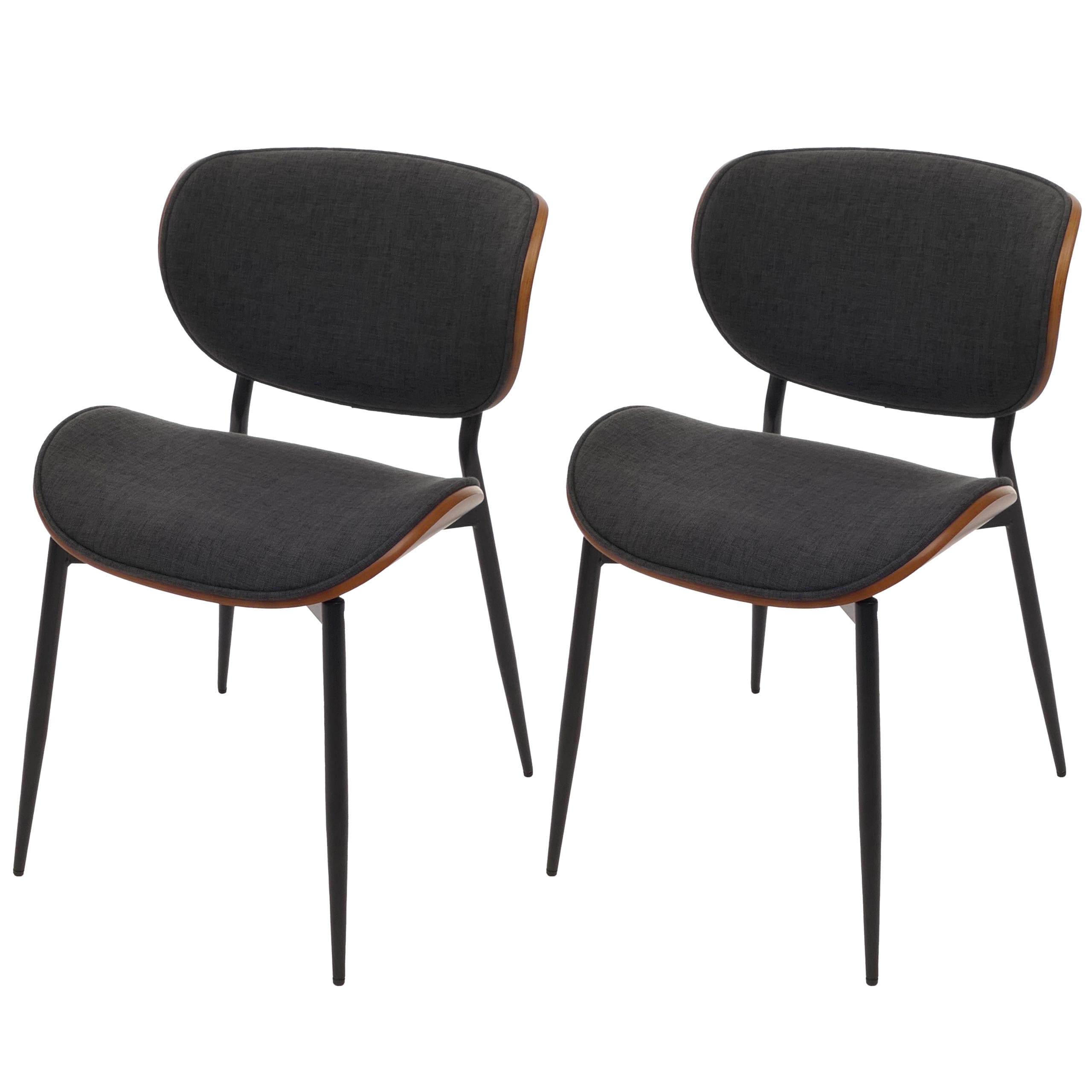 2er-Set Esszimmerstuhl MCW-O45, Bugholz Stoff (370g/m&sup2;) &Ouml;ko-Tex MVG-zertifiziert ~ Walnuss-Optik, dunkelgrau - Bild 1