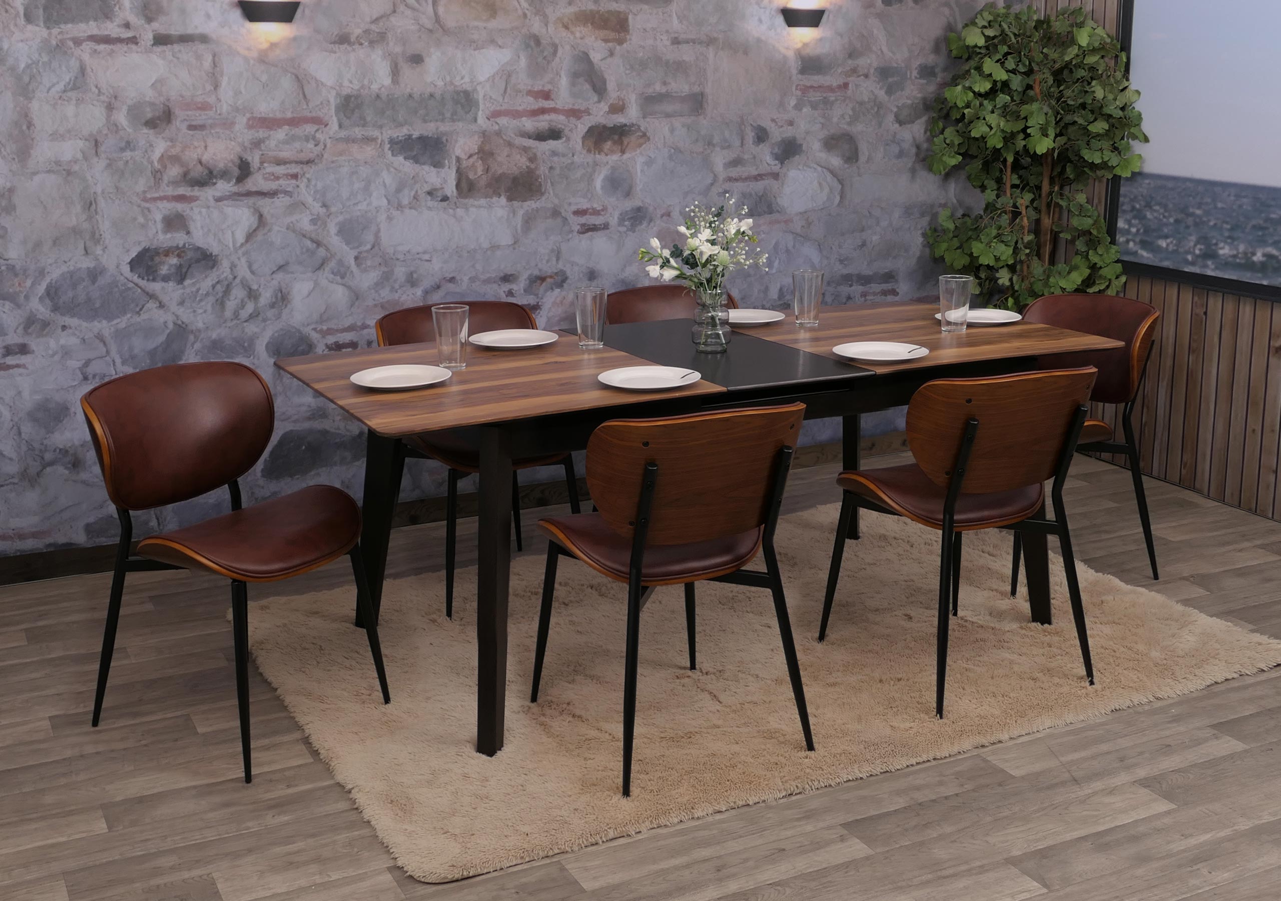 6er-Set Esszimmerstuhl MCW-O45, Stuhl, Bugholz Kunstleder 280g/m&sup2; &Ouml;ko-Tex MVG ~ Walnuss-Optik, vintage braun - Bild 1