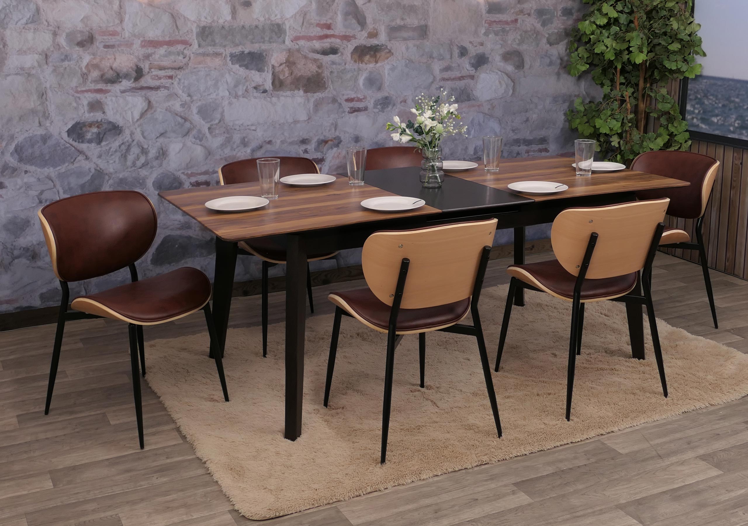 6er-Set Esszimmerstuhl MCW-O45, Stuhl, Bugholz Kunstleder 280g/m&sup2; &Ouml;ko-Tex MVG ~ natur, vintage braun - Bild 1