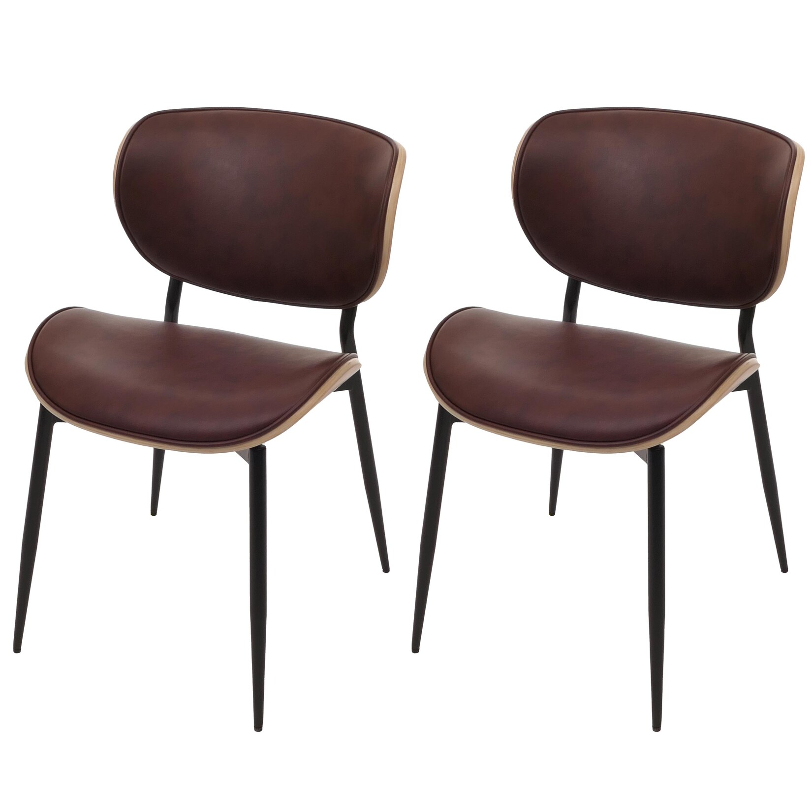 2er-Set Esszimmerstuhl MCW-O45, Bugholz Kunstleder 280g/m² Öko-Tex MVG-zertifiziert ~ natur, vintage braun