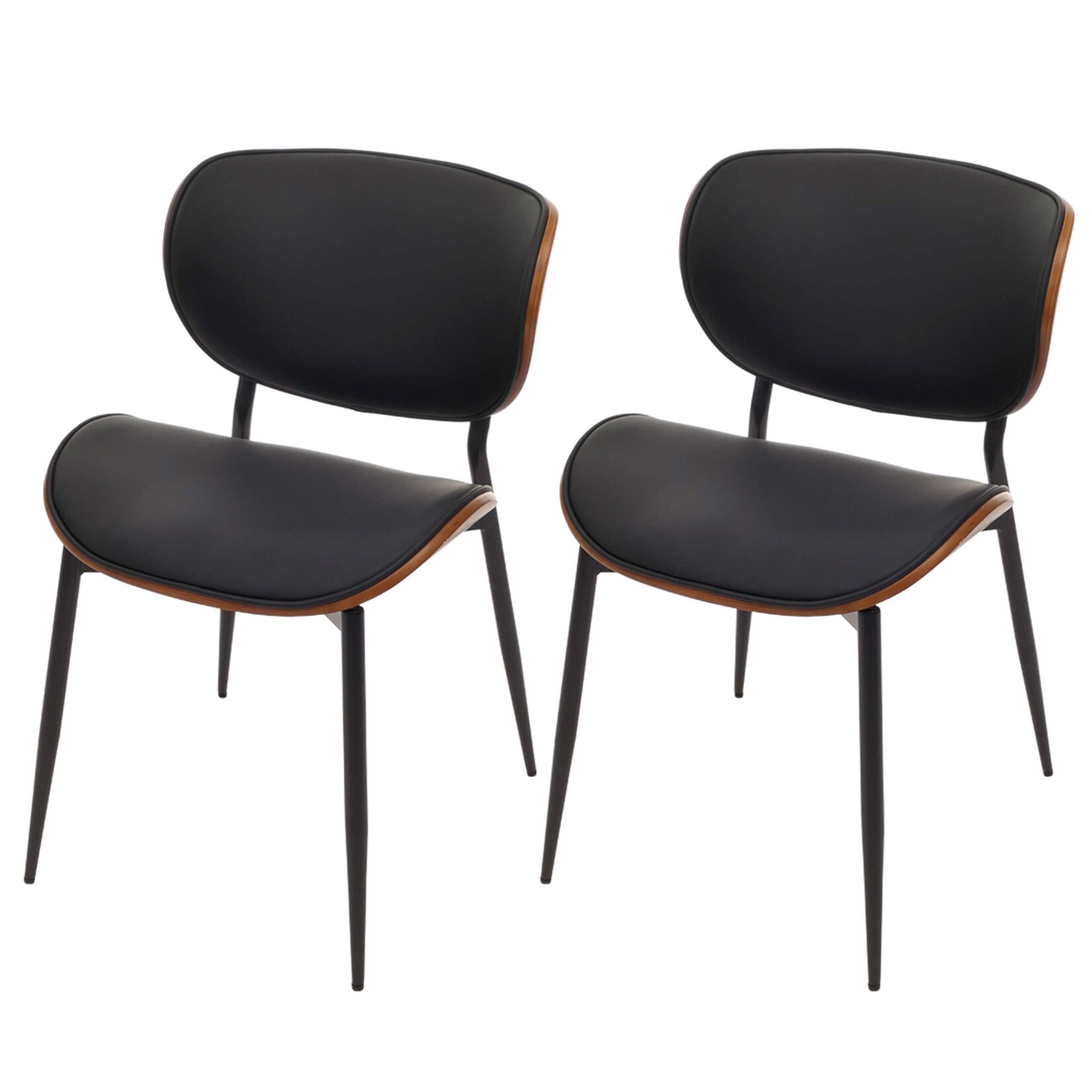 2er-Set Esszimmerstuhl MCW-O45, Stuhl, Bugholz Kunstleder 280g/m² Öko-Tex MVG ~ Walnuss-Optik, schwarz