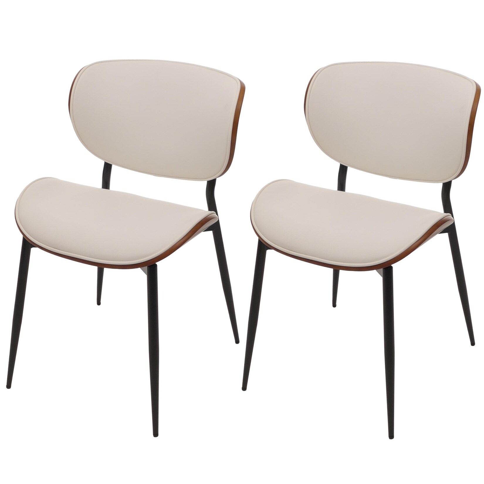 2er-Set Esszimmerstuhl MCW-O45, Stuhl, Bugholz Kunstleder 280g/m² Öko-Tex MVG ~ Walnuss-Optik, weiß