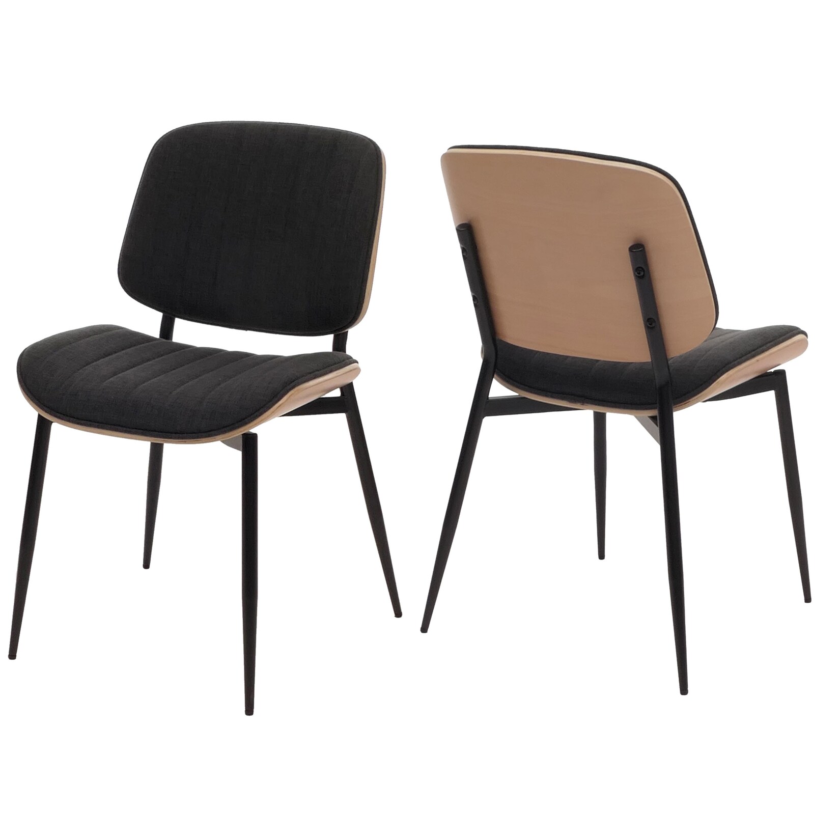 2er-Set Esszimmerstuhl MCW-O44, Küchenstuhl Stuhl, Bugholz Stoff (370g/m²) Öko-Tex MVG ~ natur, dunkelgrau