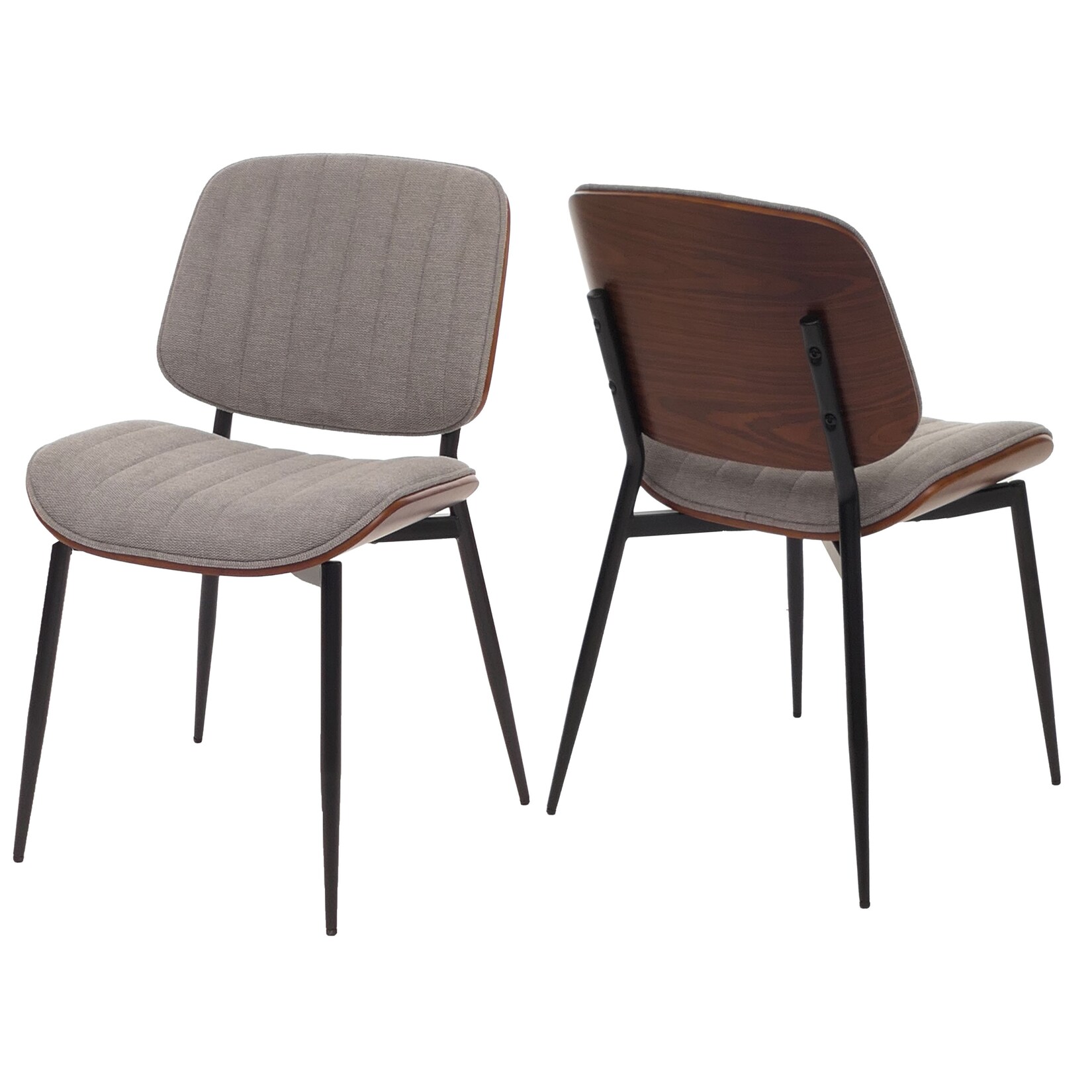 2er-Set Esszimmerstuhl MCW-O44, Küchenstuhl Stuhl, Bugholz Stoff (370g/m²) Öko-Tex MVG ~ Walnuss-Optik, hellgrau