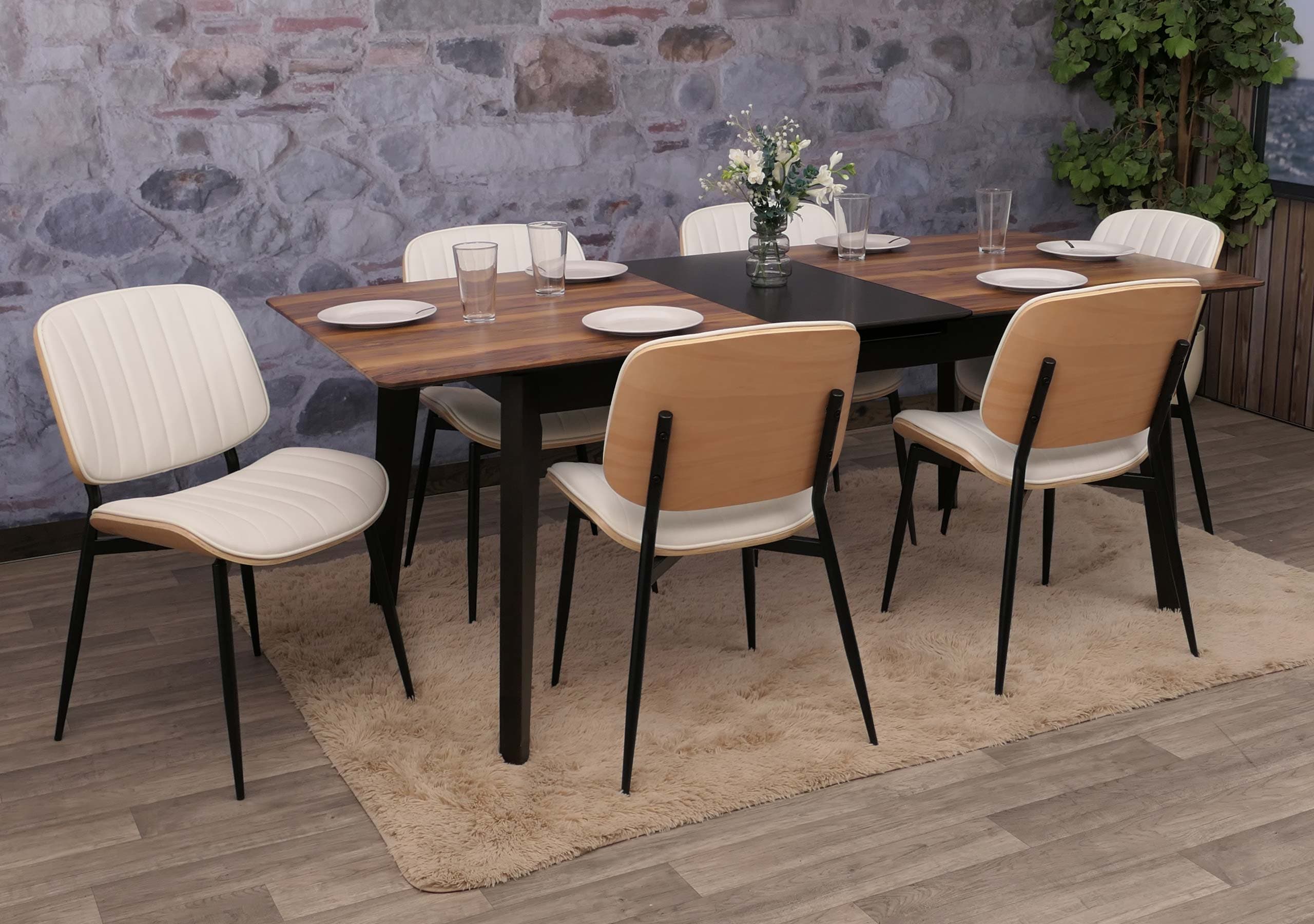 6er-Set Esszimmerstuhl MCW-O44, K&uuml;chenstuhl Stuhl, Bugholz Kunstleder &Ouml;ko-Tex MVG ~ natur, wei&szlig; - Bild 1