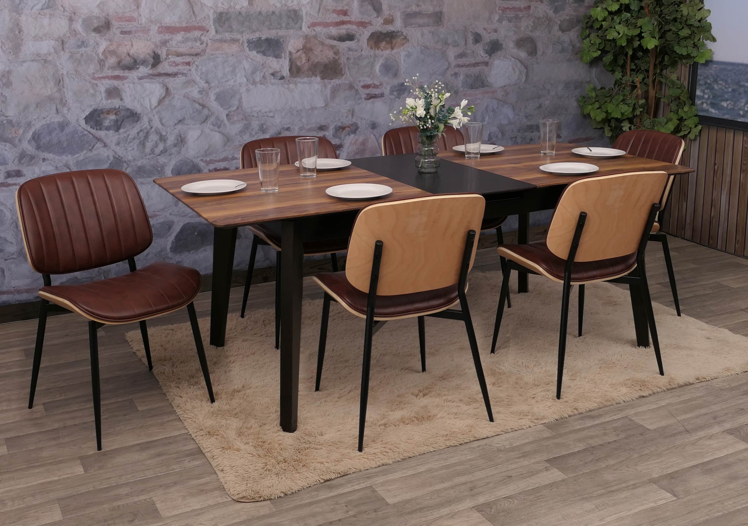 6er-Set Esszimmerstuhl MCW-O44, K&uuml;chenstuhl Stuhl, Bugholz Kunstleder &Ouml;ko-Tex MVG ~ natur, vintage braun - Bild 1