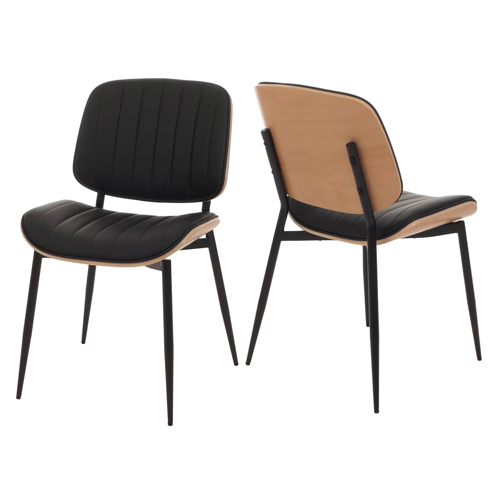 2er-Set Esszimmerstuhl MCW-O44, Küchenstuhl Stuhl, Bugholz Kunstleder Öko-Tex MVG ~ natur, schwarz