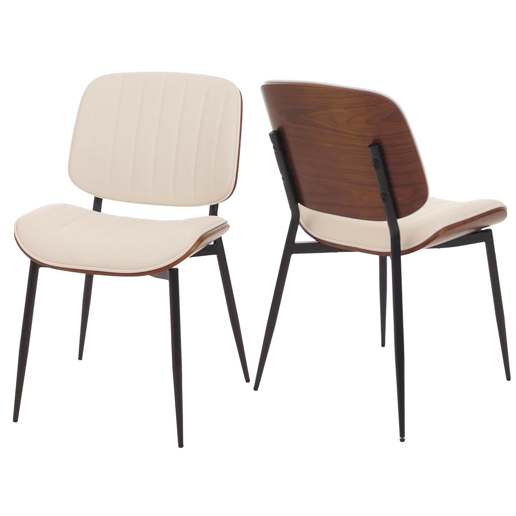 2er-Set Esszimmerstuhl MCW-O44, Küchenstuhl Stuhl, Bugholz Kunstleder Öko-Tex MVG ~ Walnuss-Optik, weiß