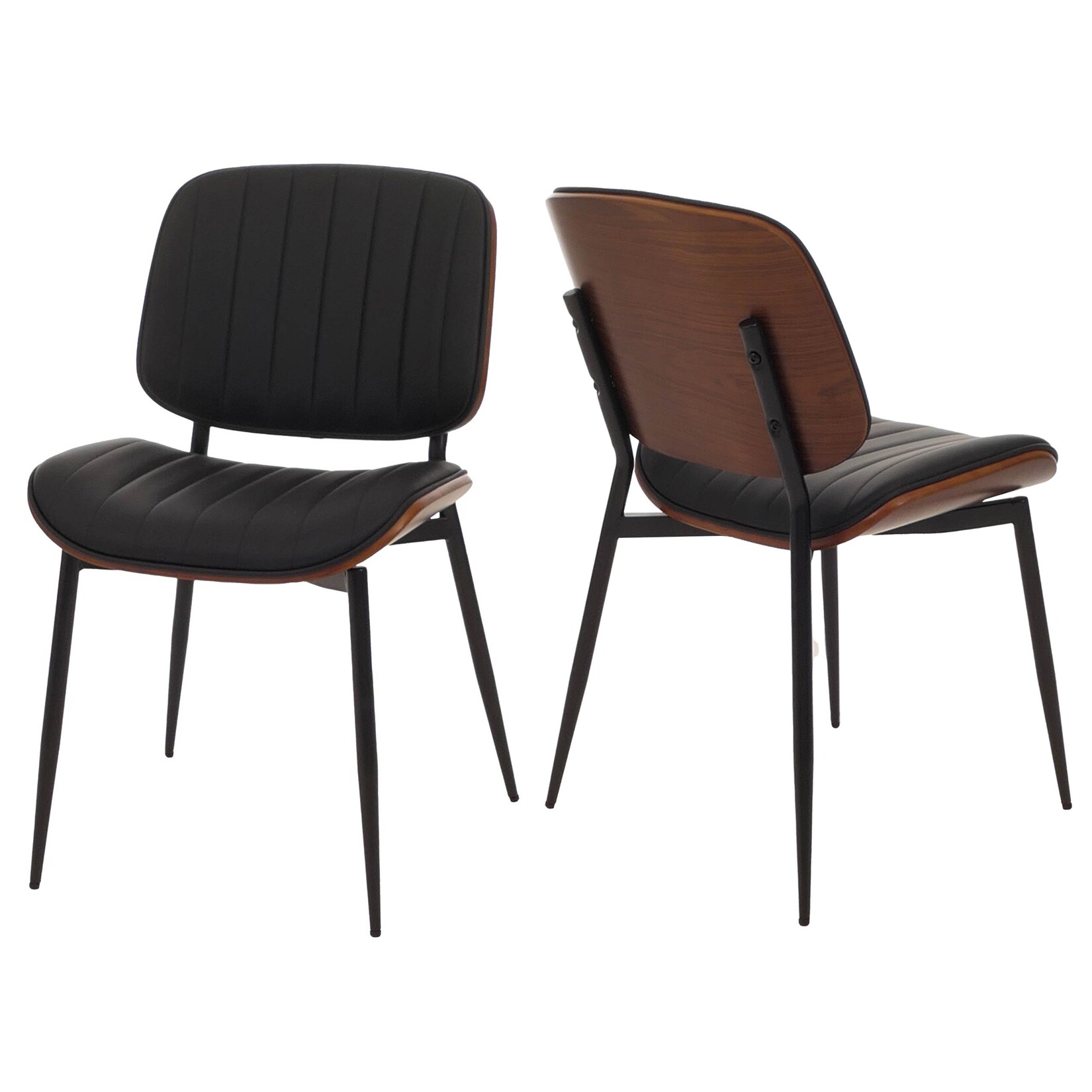 2er-Set Esszimmerstuhl MCW-O44, Küchenstuhl Stuhl, Bugholz Kunstleder Öko-Tex MVG ~ Walnuss-Optik, schwarz