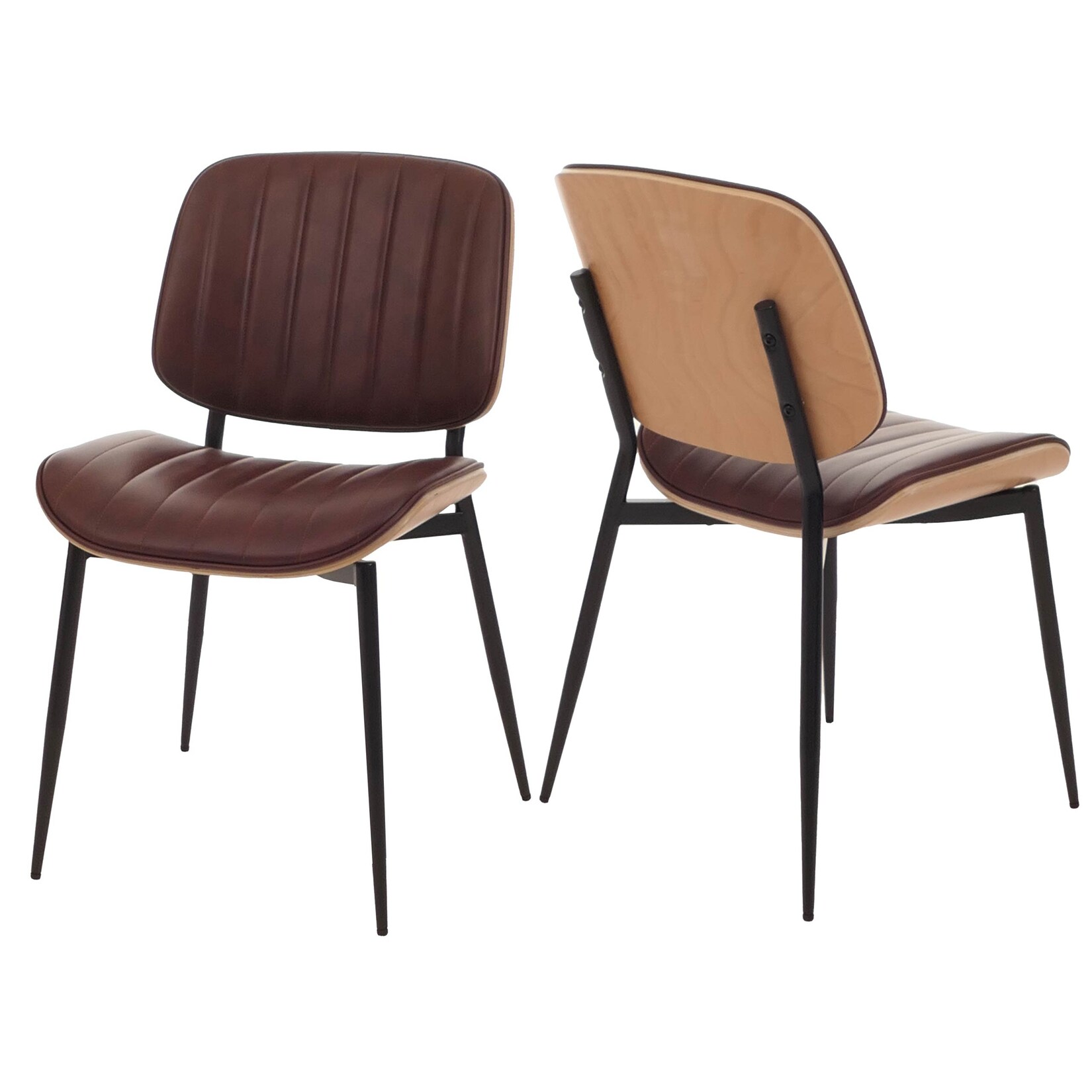 2er-Set Esszimmerstuhl MCW-O44, Küchenstuhl Stuhl, Bugholz Kunstleder Öko-Tex MVG ~ natur, vintage braun