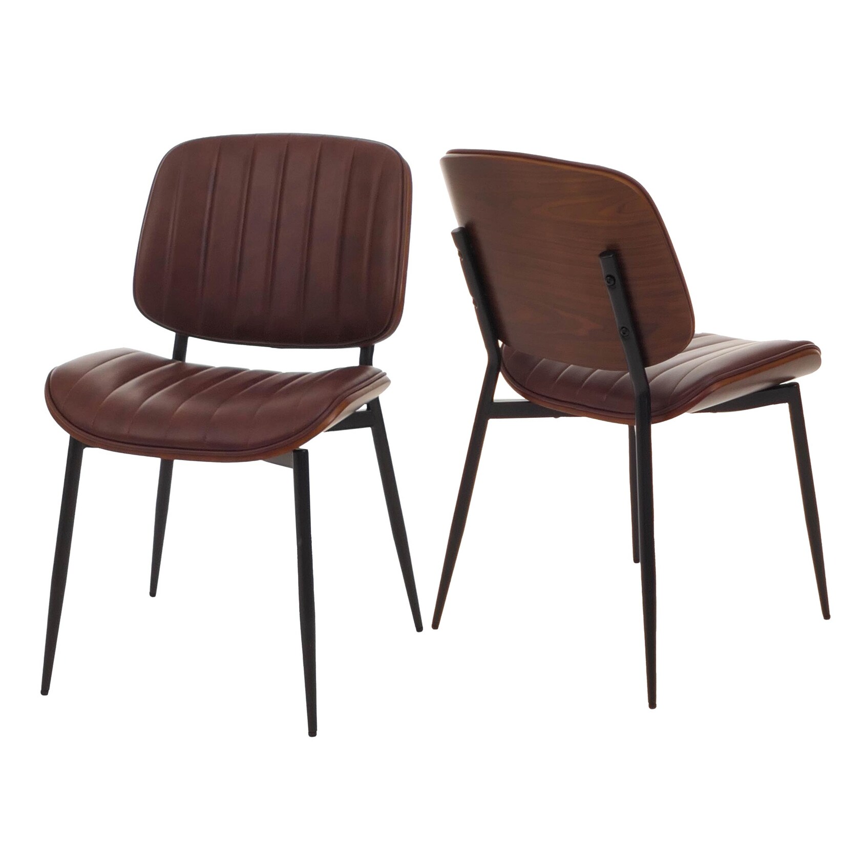 2er-Set Esszimmerstuhl MCW-O44, Küchenstuhl Stuhl, Bugholz Kunstleder Öko-Tex MVG ~ Walnuss-Optik, vintage braun