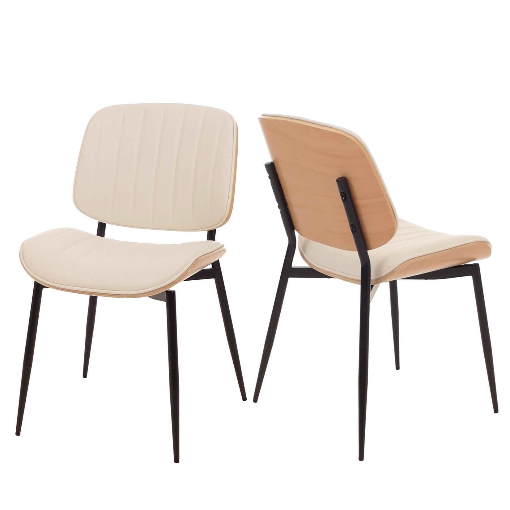 2er-Set Esszimmerstuhl MCW-O44, Küchenstuhl Stuhl, Bugholz Kunstleder Öko-Tex MVG ~ natur, weiß