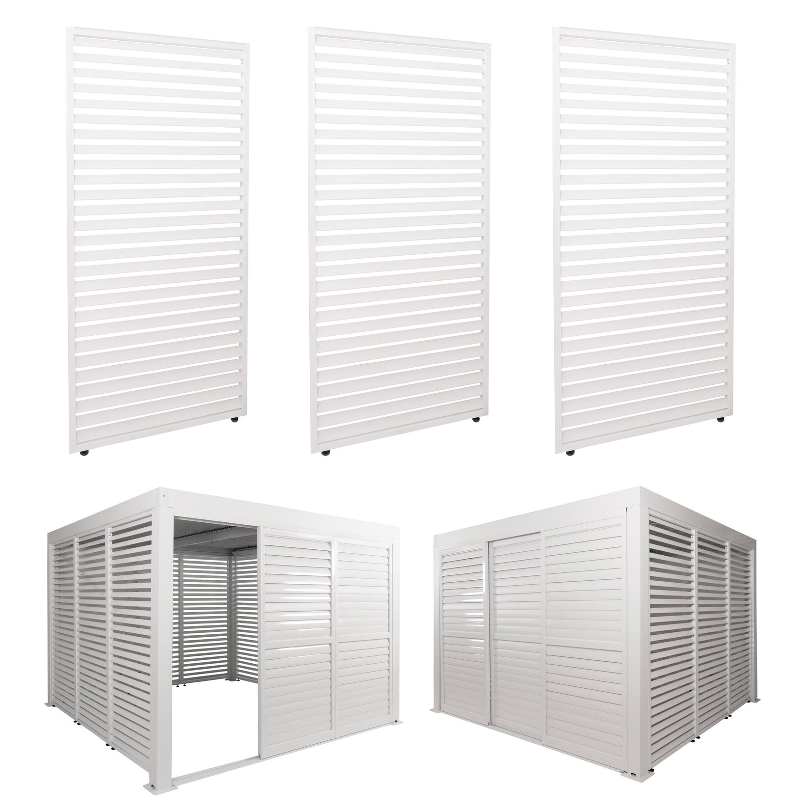 3er-Set Aluminium Paneele für Pergola MCW-L46, Terrassenüberdachung, Lamellenpaneel Modul, 204x271cm ~ weiß