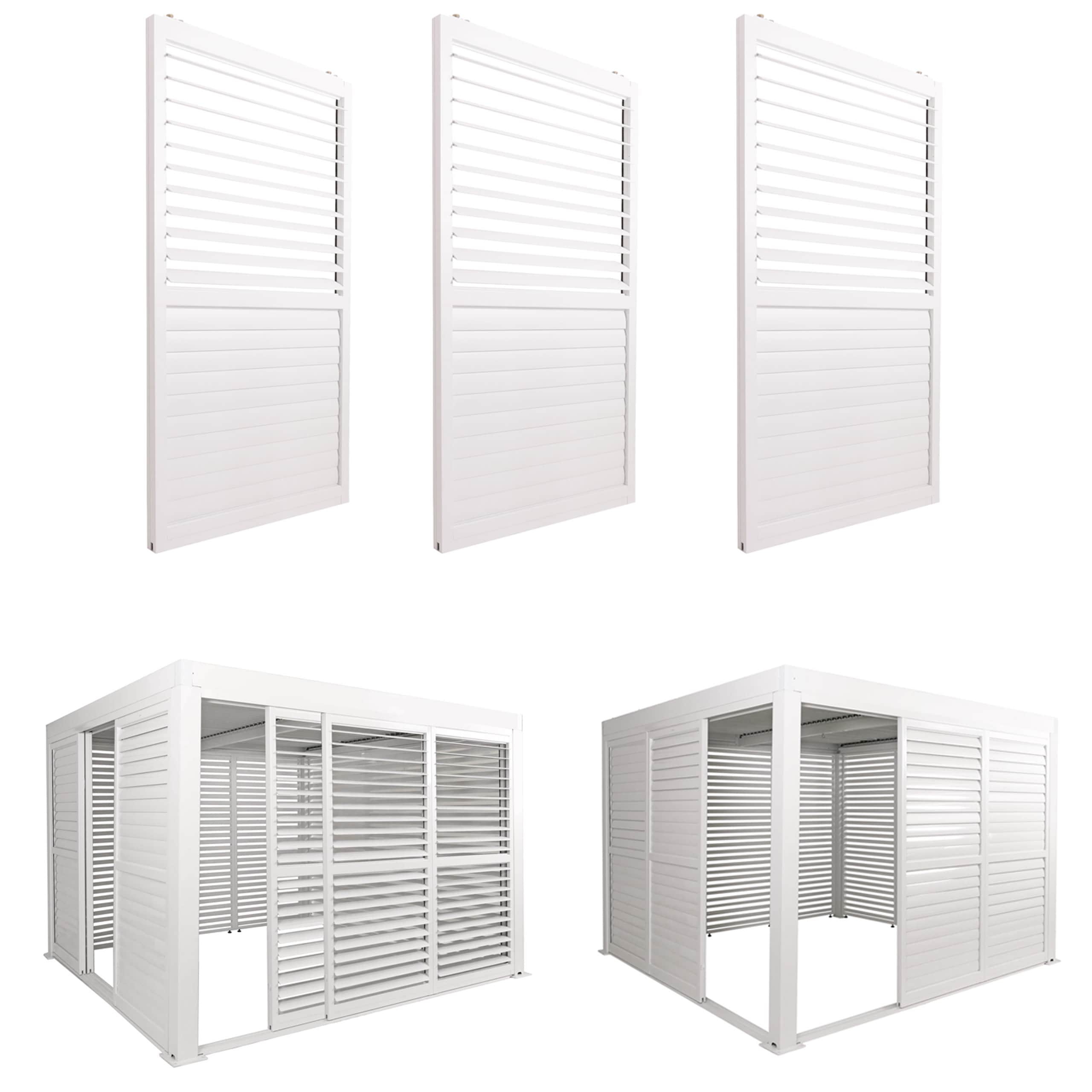 3er-Set Aluminium Schiebet&uuml;r f&uuml;r Pergola MCW-L46, Terrassen&uuml;berdachung, Lamellenpaneel Modul, 206x272cm ~ wei&szlig; - Bild 1