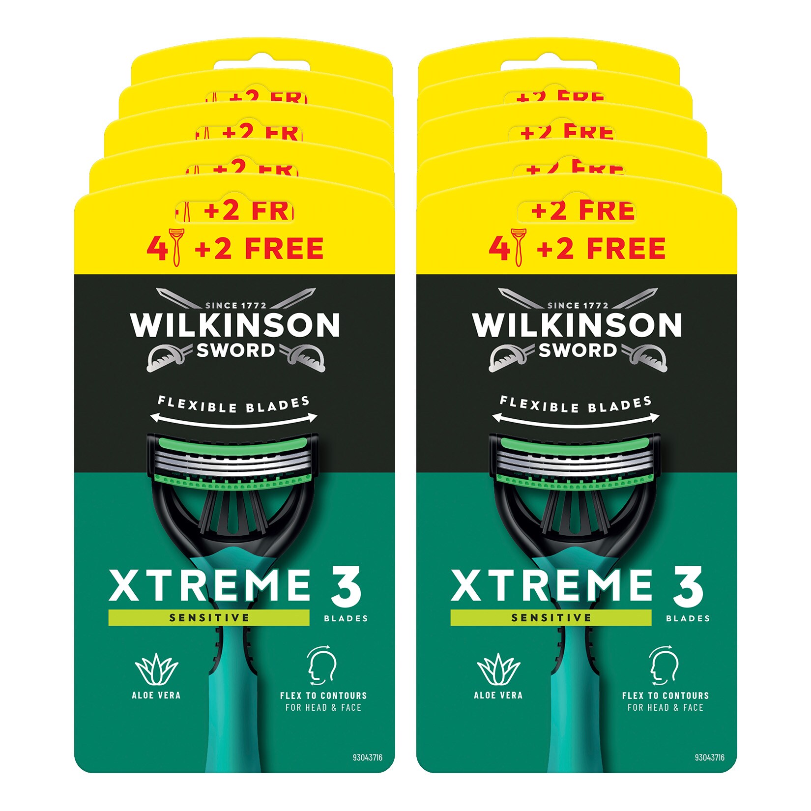 Wilkinson Xtreme 3 Sensitive 4 St&uuml;ck +2, Einwegrasierer f&uuml;r M&auml;nner, 10er Pack - Bild 1