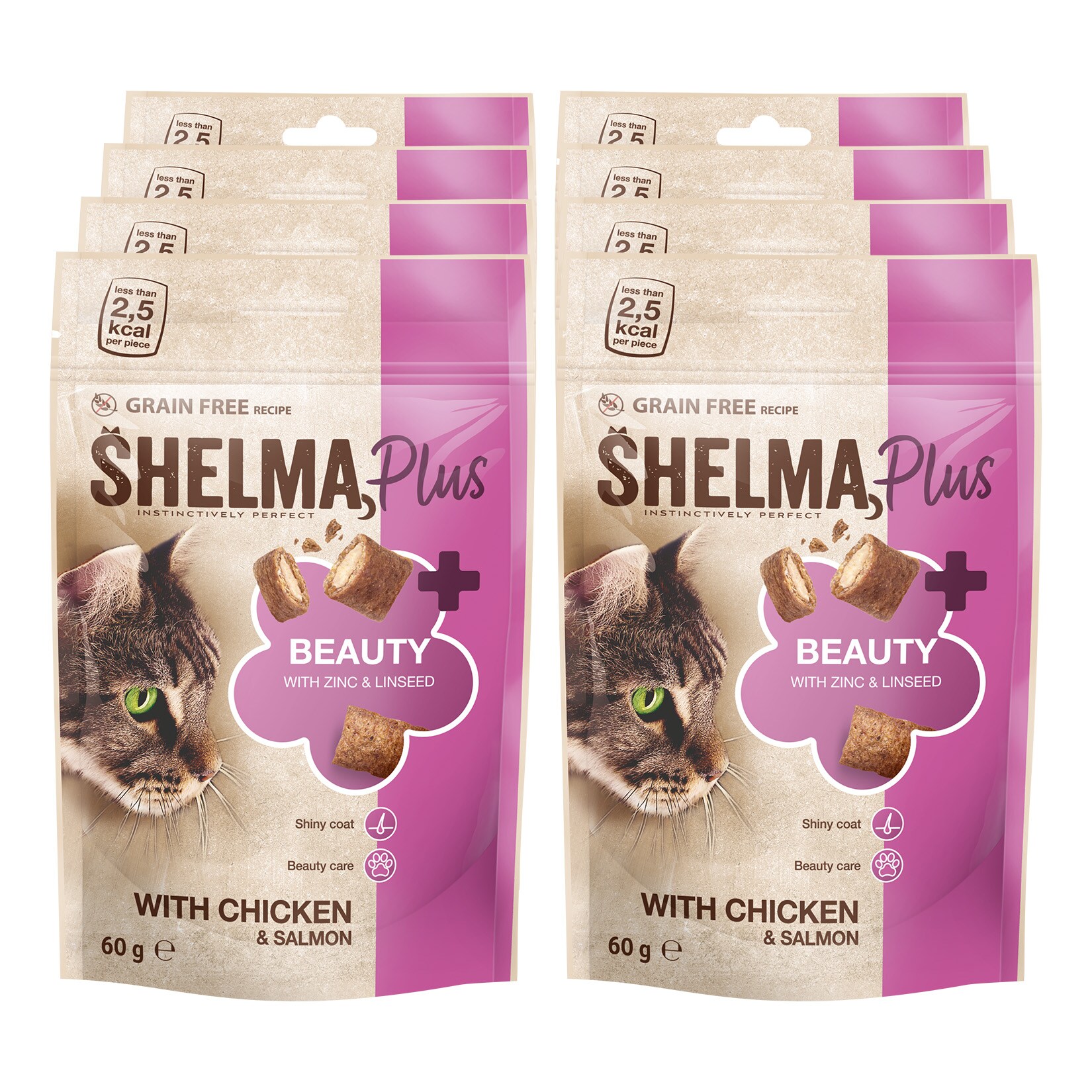 Shelma Sch&ouml;nheit mit Huhn & Lachs 60 Gramm, 8er Pack - Bild 1