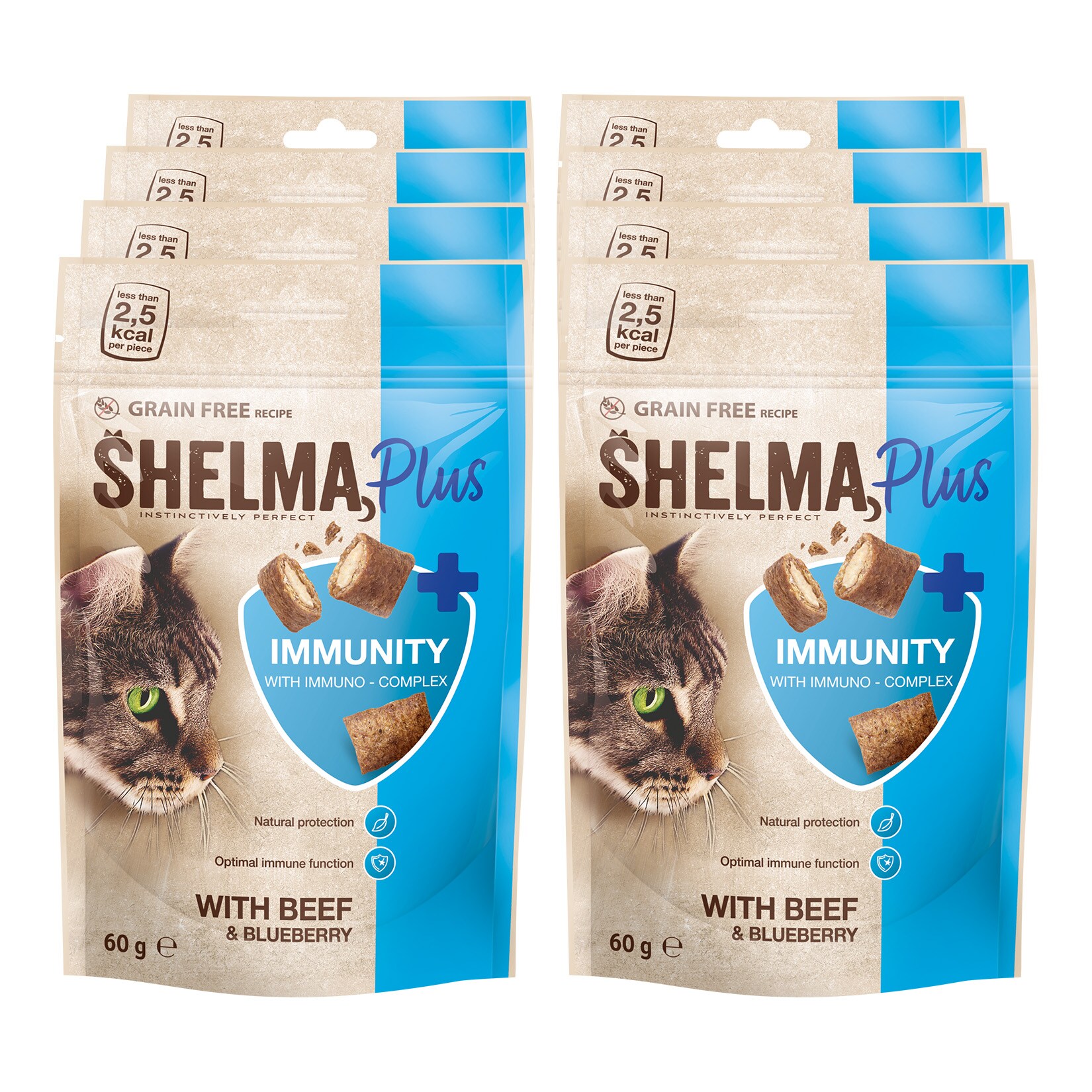 Shelma Immunit&auml;t mit Rind & Blaubeeren 60g Gramm, 8er Pack - Bild 1