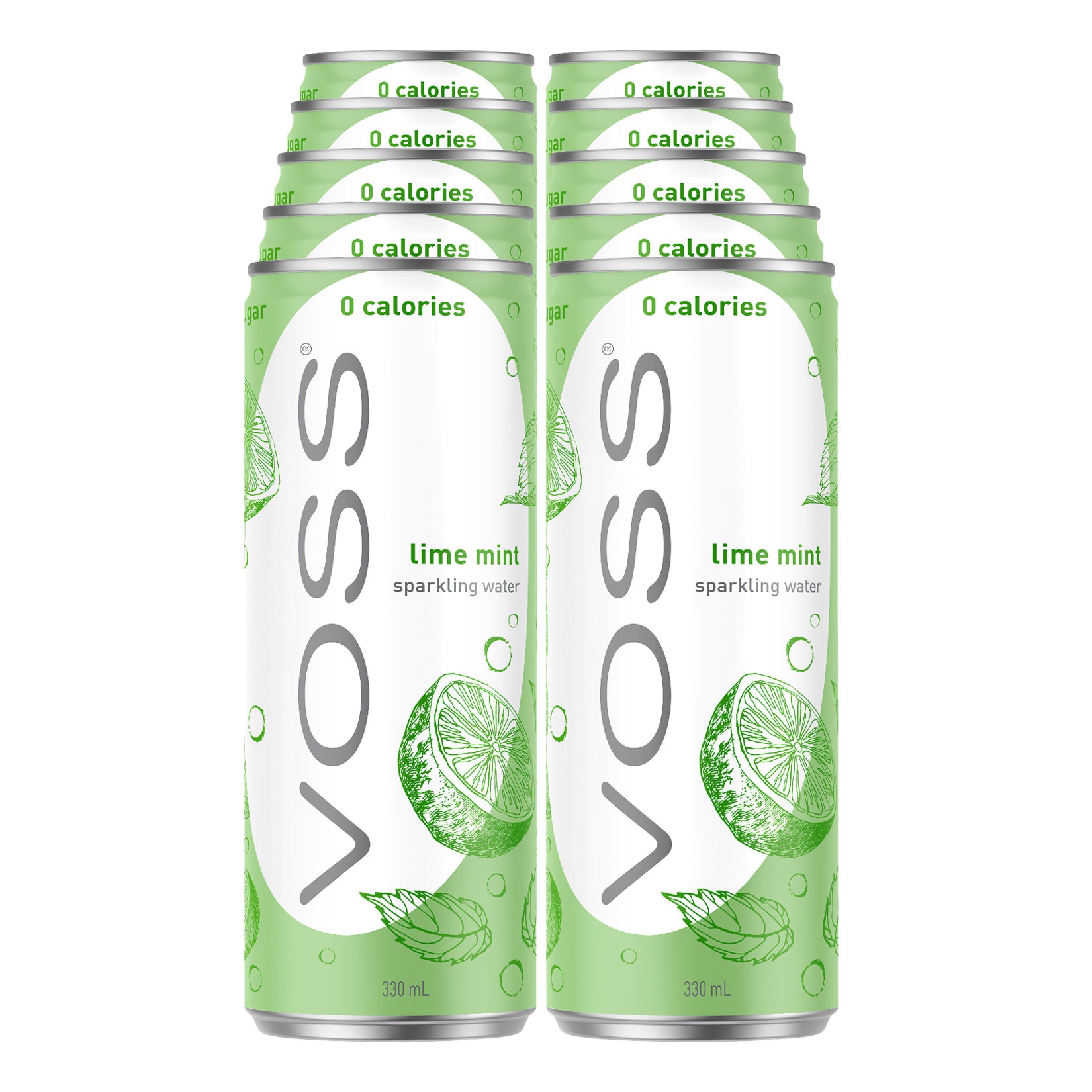 Voss Sparkling Water Lime & Mint 0,33 Liter Dose, 10er Pack - Bild 1