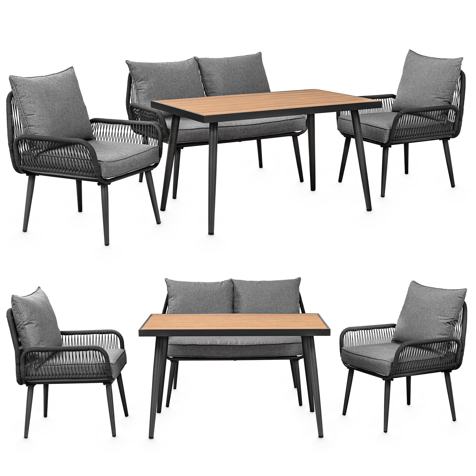 Swing&Harmonie Gartenmöbel Lounge-Set „Sienna“ für 4 Personen - anthrazit/grau