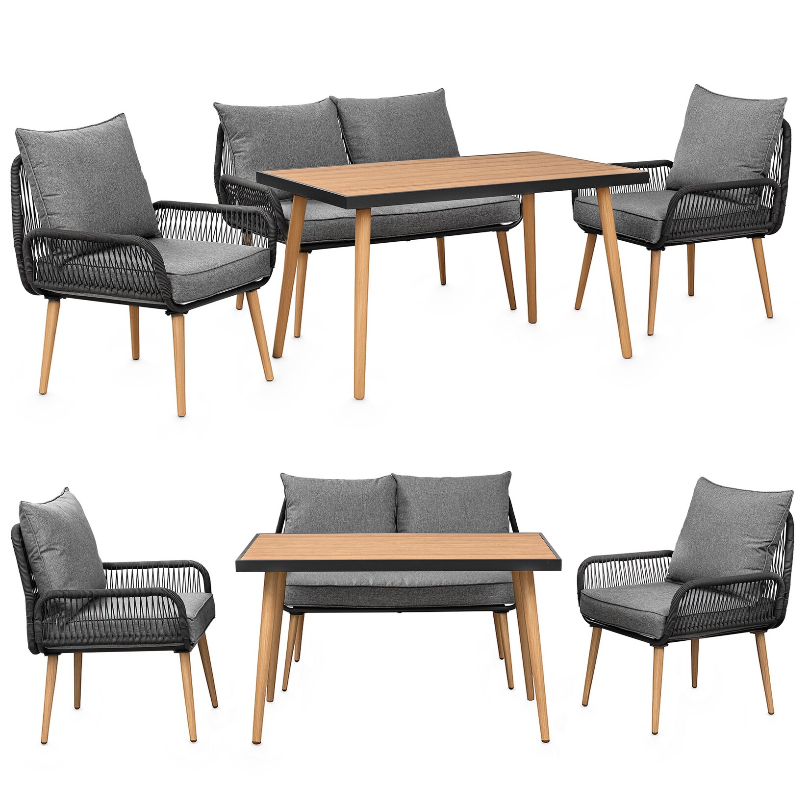 Swing&Harmonie Gartenmöbel Lounge-Set „Sienna“ für 4 Personen - anthrazit/holz