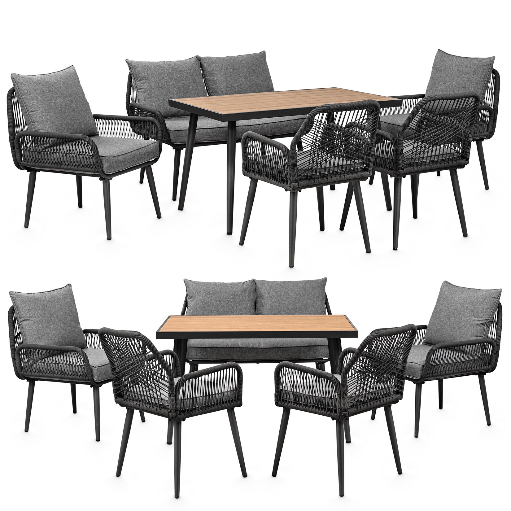 Swing&Harmonie Gartenmöbel Lounge-Set „Sienna“ für 6 Personen - anthrazit/grau
