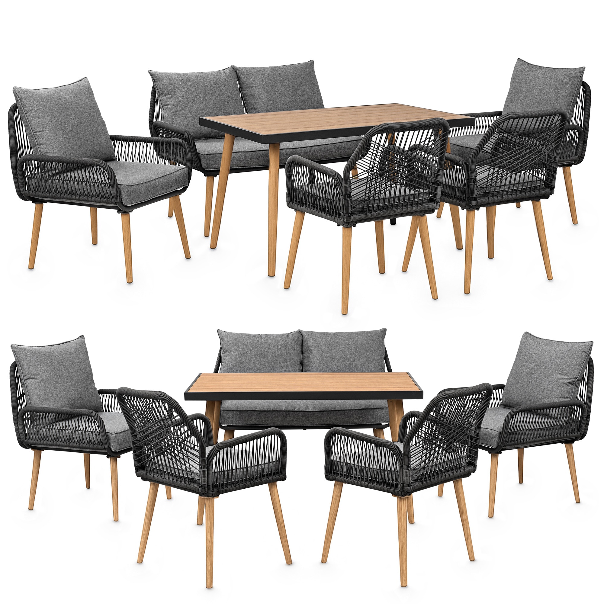 Swing&Harmonie Gartenm&ouml;bel Lounge-Set &bdquo;Sienna&ldquo; f&uuml;r 6 Personen - anthrazit/holz - Bild 1