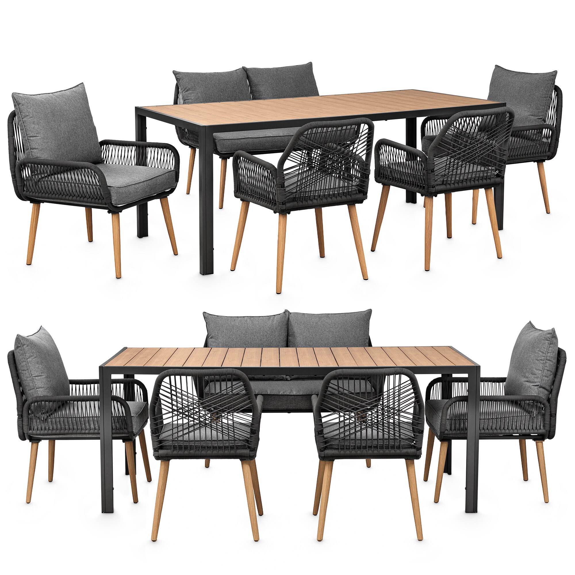 Swing&Harmonie Gartenm&ouml;bel Lounge-Set &bdquo;SiennaXL&ldquo; f&uuml;r 6 Personen - anthrazit/holz - Bild 1