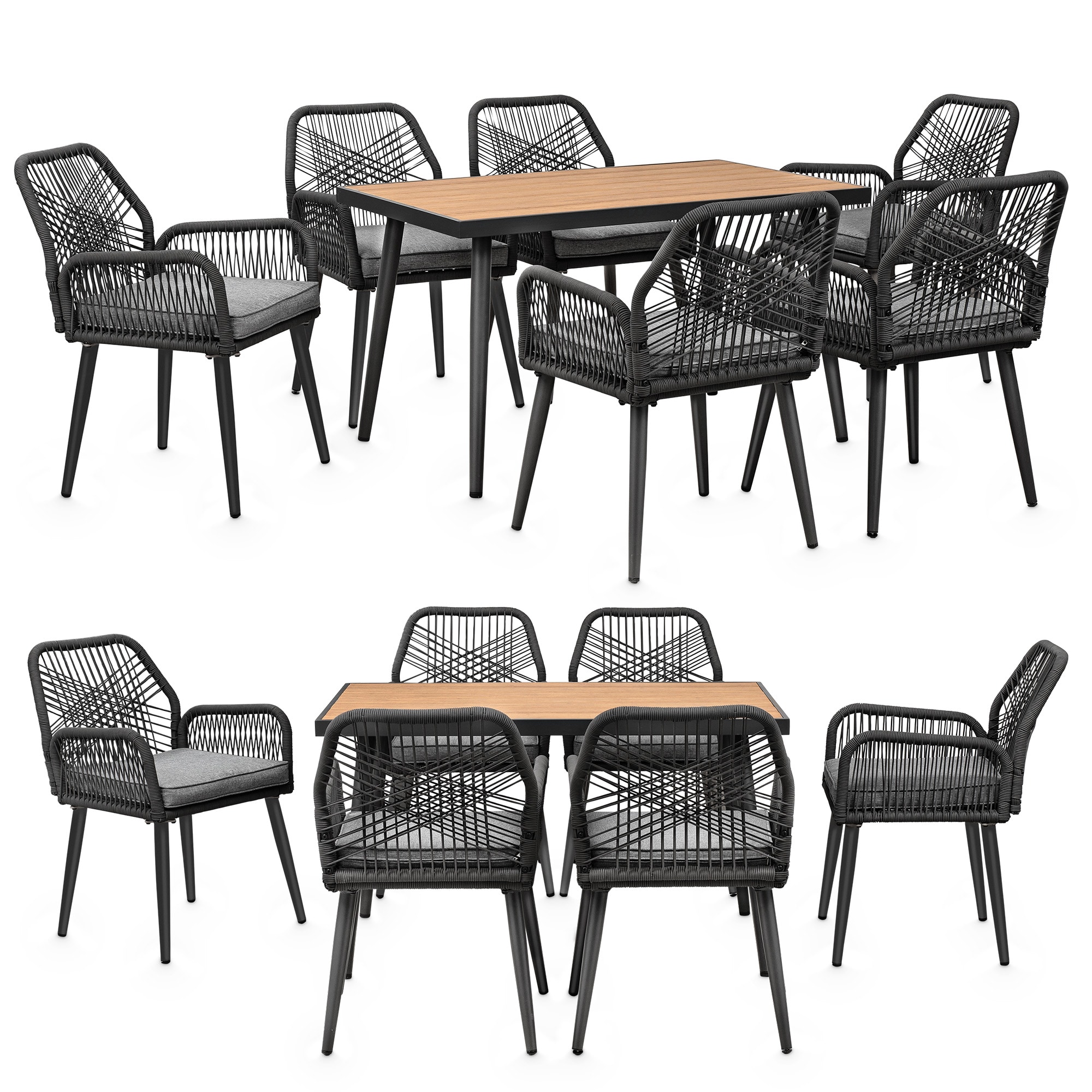 Swing&Harmonie Gartenm&ouml;bel Set &bdquo;Mireva&ldquo; f&uuml;r 6 Personen - anthrazit/grau - Bild 1