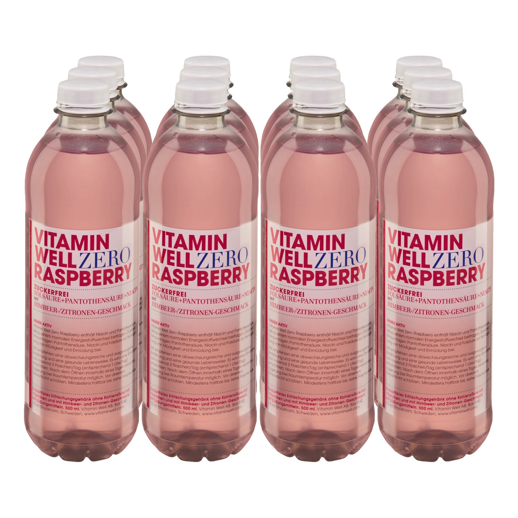 Vitamin Well Zero Raspberry 0,5 Liter, 12er Pack - Bild 1