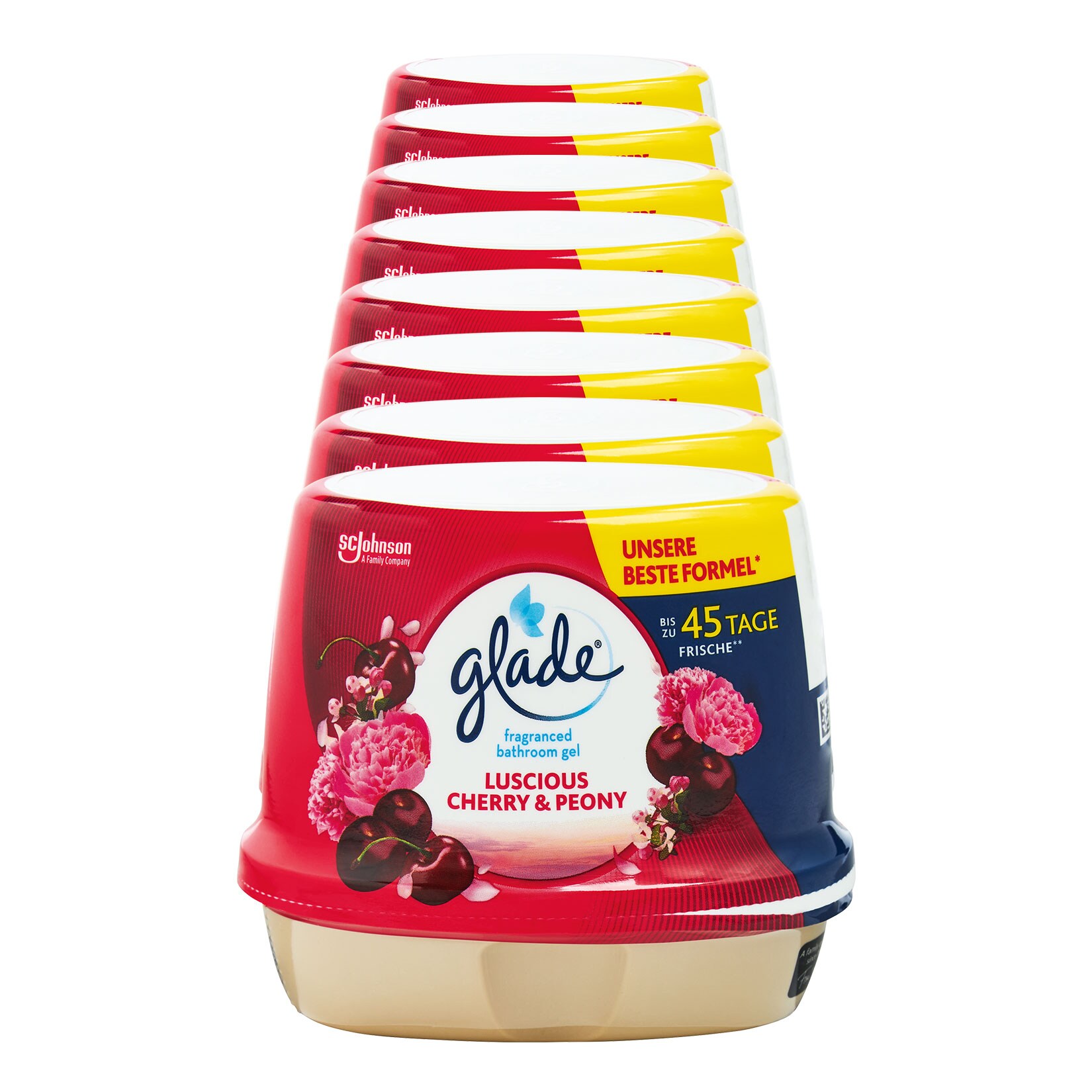 Glade Lufterfrischer Duftgel Cherry & Peony 180g, 8er Pack - Bild 1
