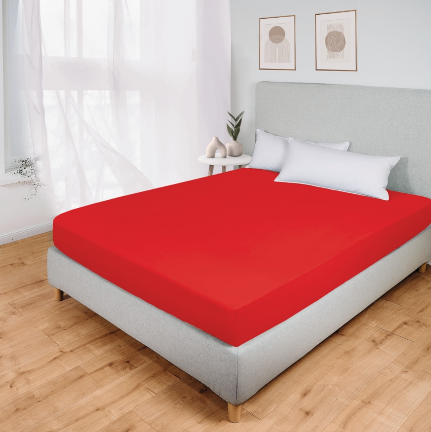 DEKOR GOTS-Jersey-Spannbettlaken 180-200x200 cm - versch Ausf&uuml;hrungen -rot - Bild 1