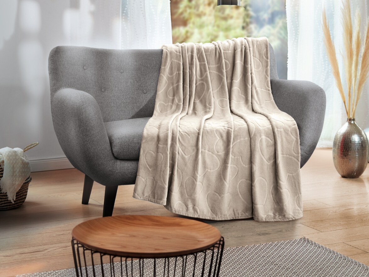 Dekor Wohndecke Flanell 150 x 200cm - versch. Ausf&uuml;hrungen - taupe hoch tief - Bild 1