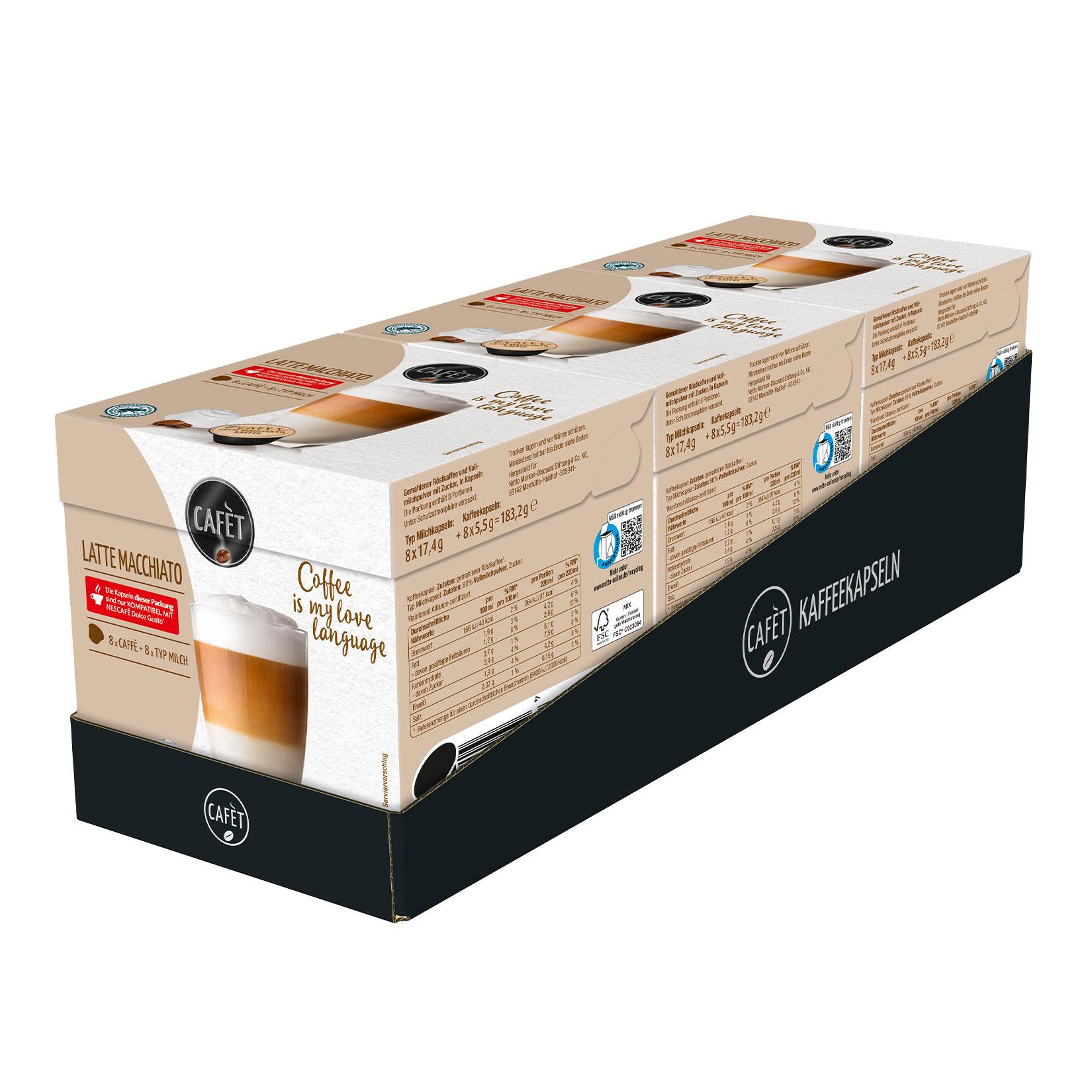 Cafet Dolce Gusto Latte Macchiato Kapseln 194,4 g, 3er Pack - Bild 1