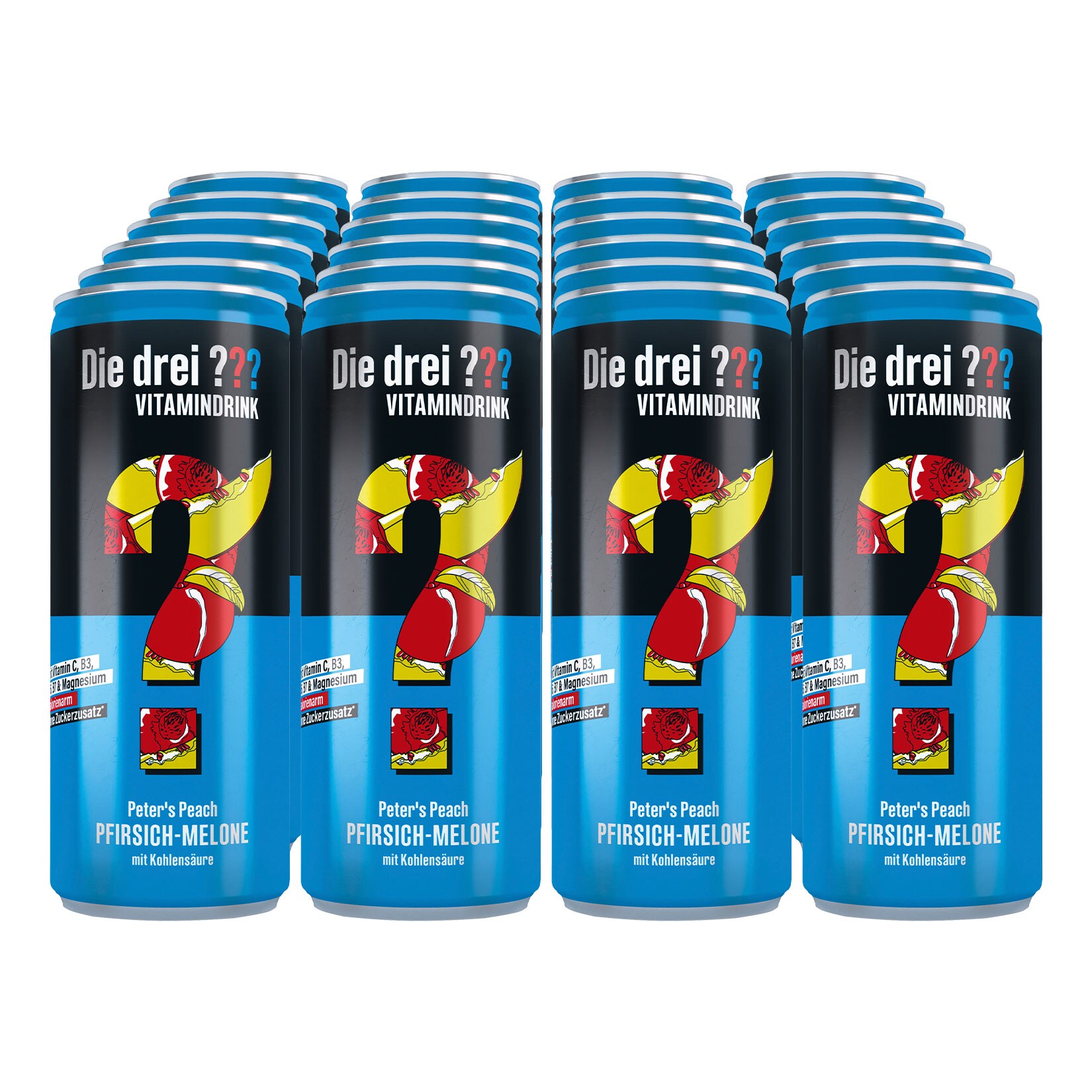 Die Drei Fragezeichen Vitamindrink Pfirsich-Melone "Peter's Peach" 250 ml, 24er Pack - Bild 1