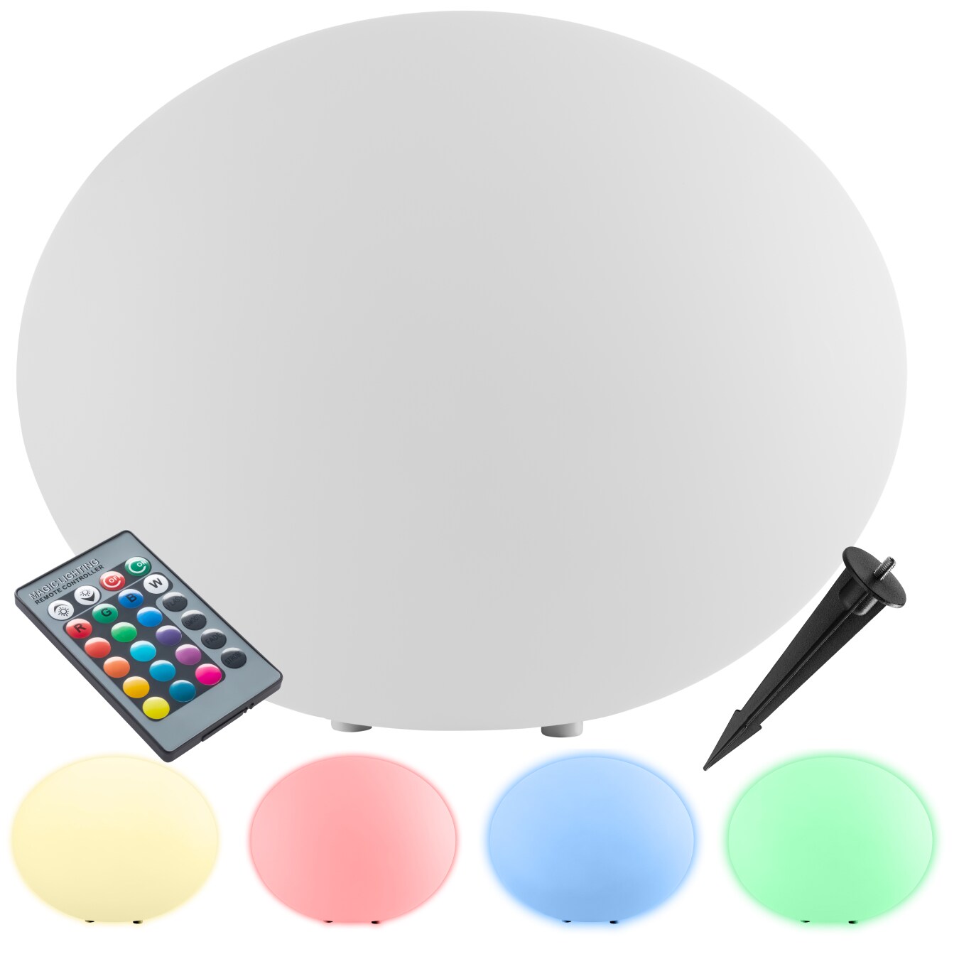 tectake&reg; Kugelleuchte, mit LED-Beleuchtung, 12 W, samt Fernbedienung und Leuchtmittel, inklusive Erdspie&szlig; - Bild 1