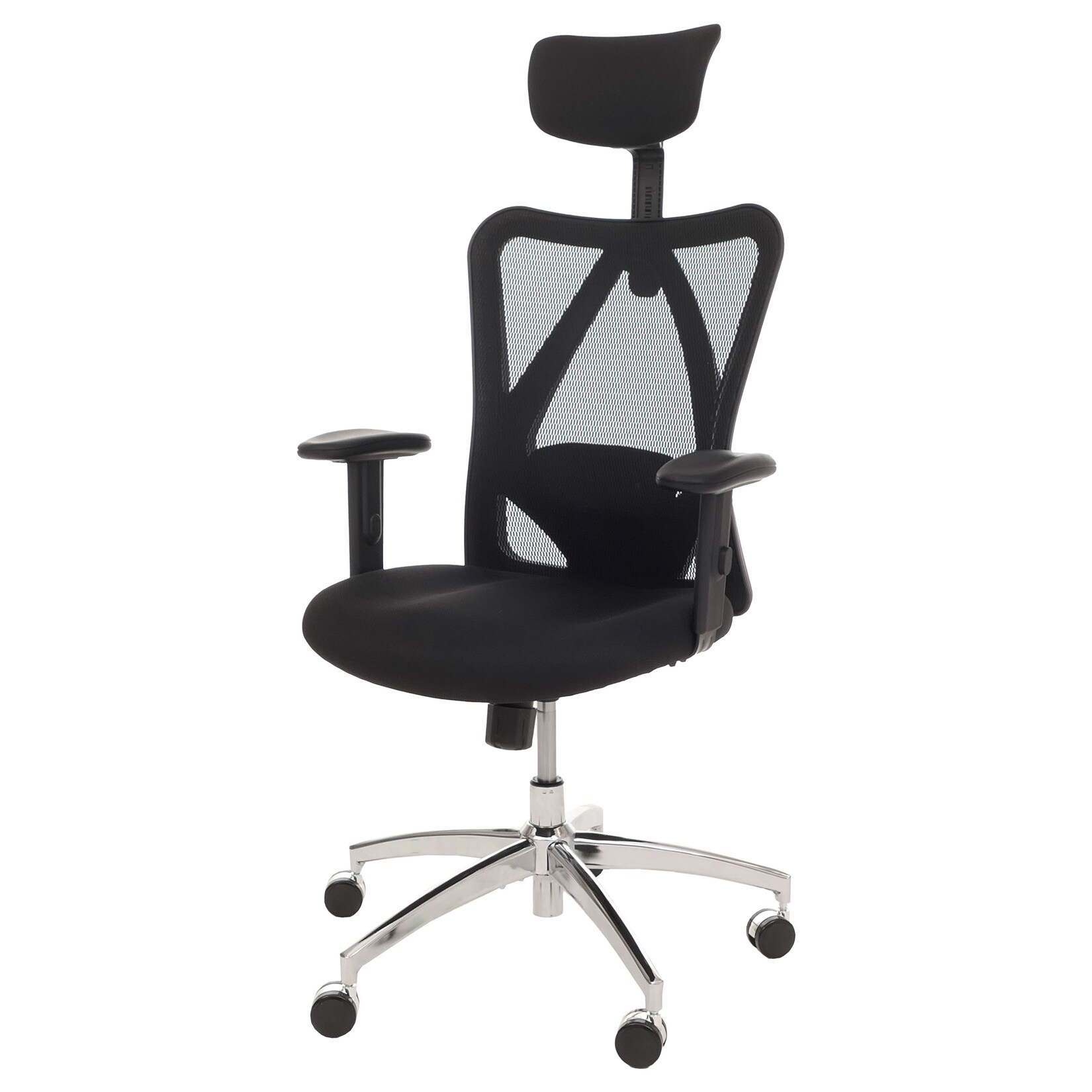 Bürostuhl MCW-O64, Schreibtischstuhl, ergonomisch, verstellbare Lordosenstütze Armlehne ~ schwarz