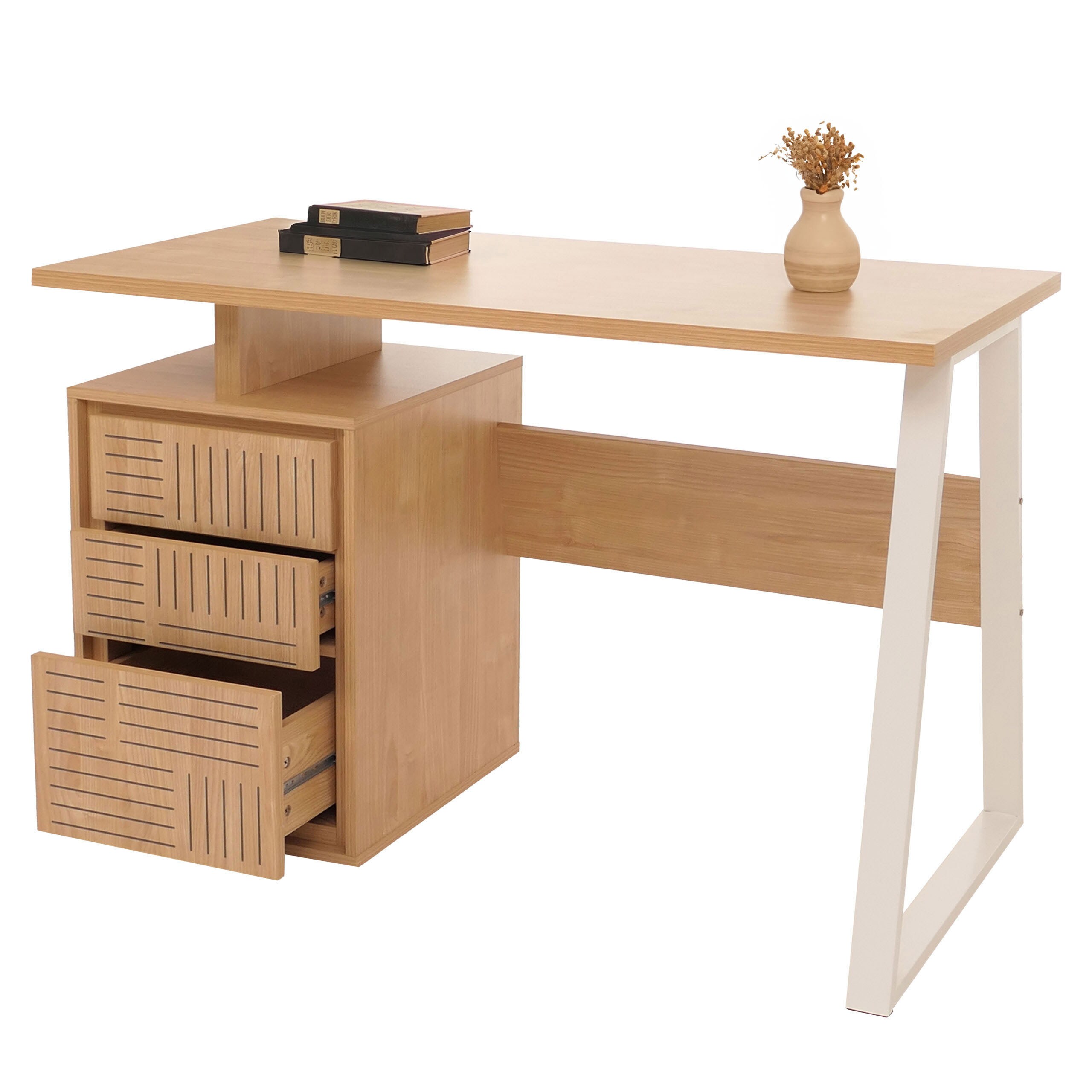 Schreibtisch MCW-O32, B&uuml;rotisch Computertisch Arbeitstisch, Schublade, Melamin Holz, 77x118x58cm ~ ulme natur - Bild 1