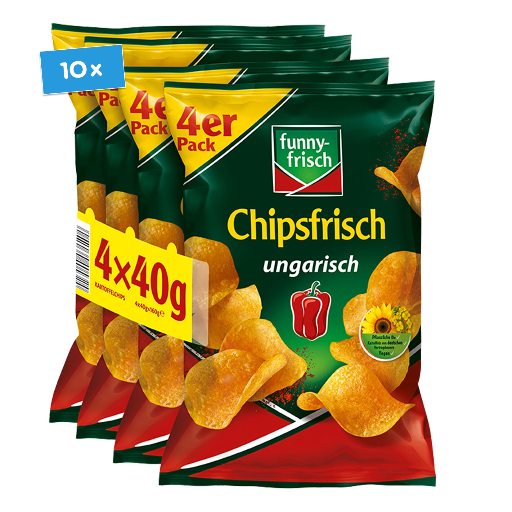 Funny-Frisch Chipsfrisch ungarisch 160g, 10er Pack - Bild 1