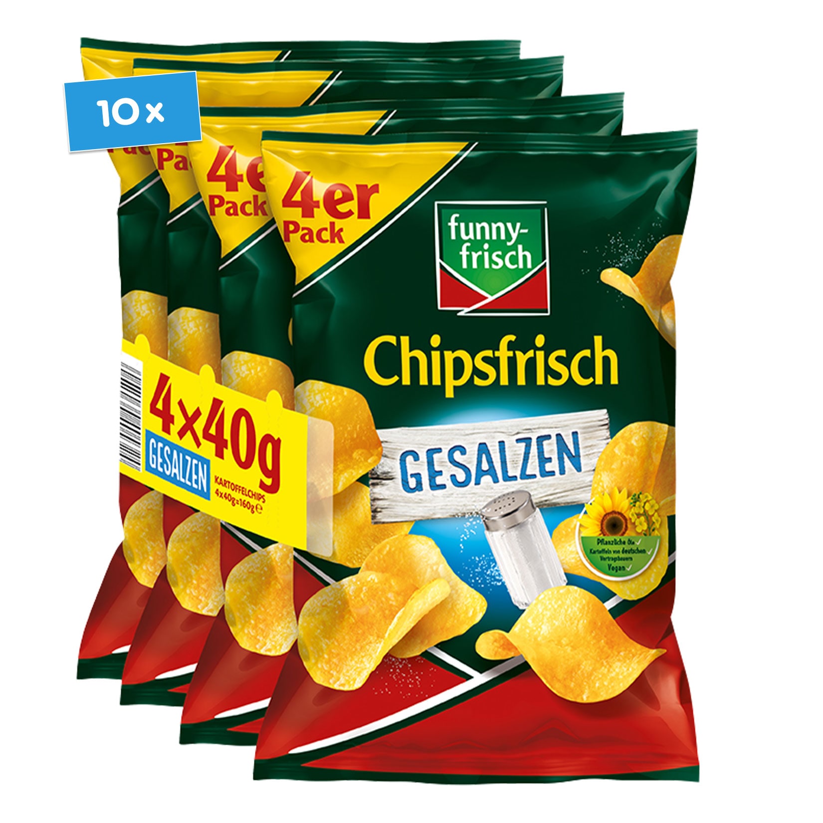 Funny-Frisch Chipsfrisch gesalzen 160g, 10er Pack - Bild 1