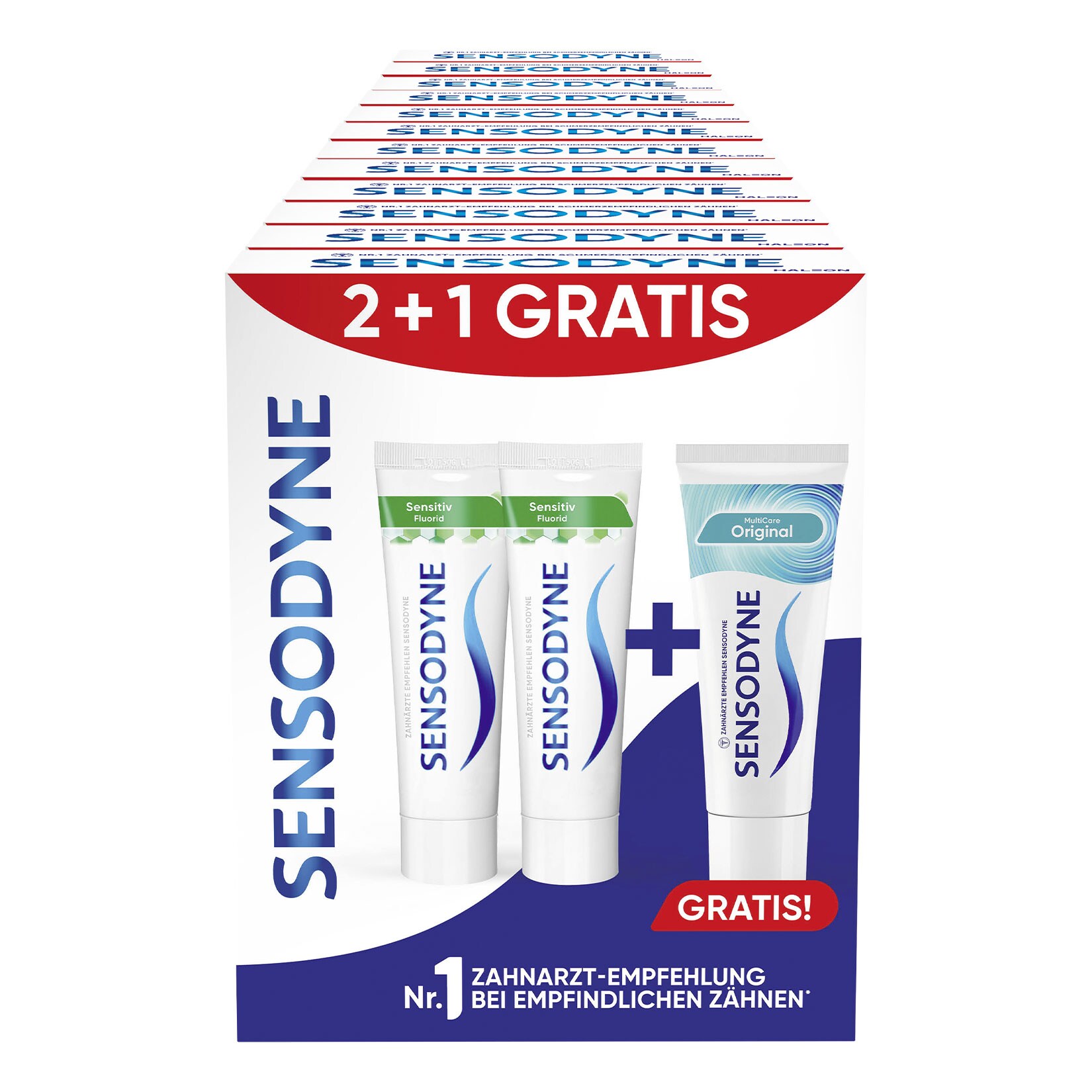 Fluorid 2 x  + Multicare Original 75 ml gratis, 12er Pack